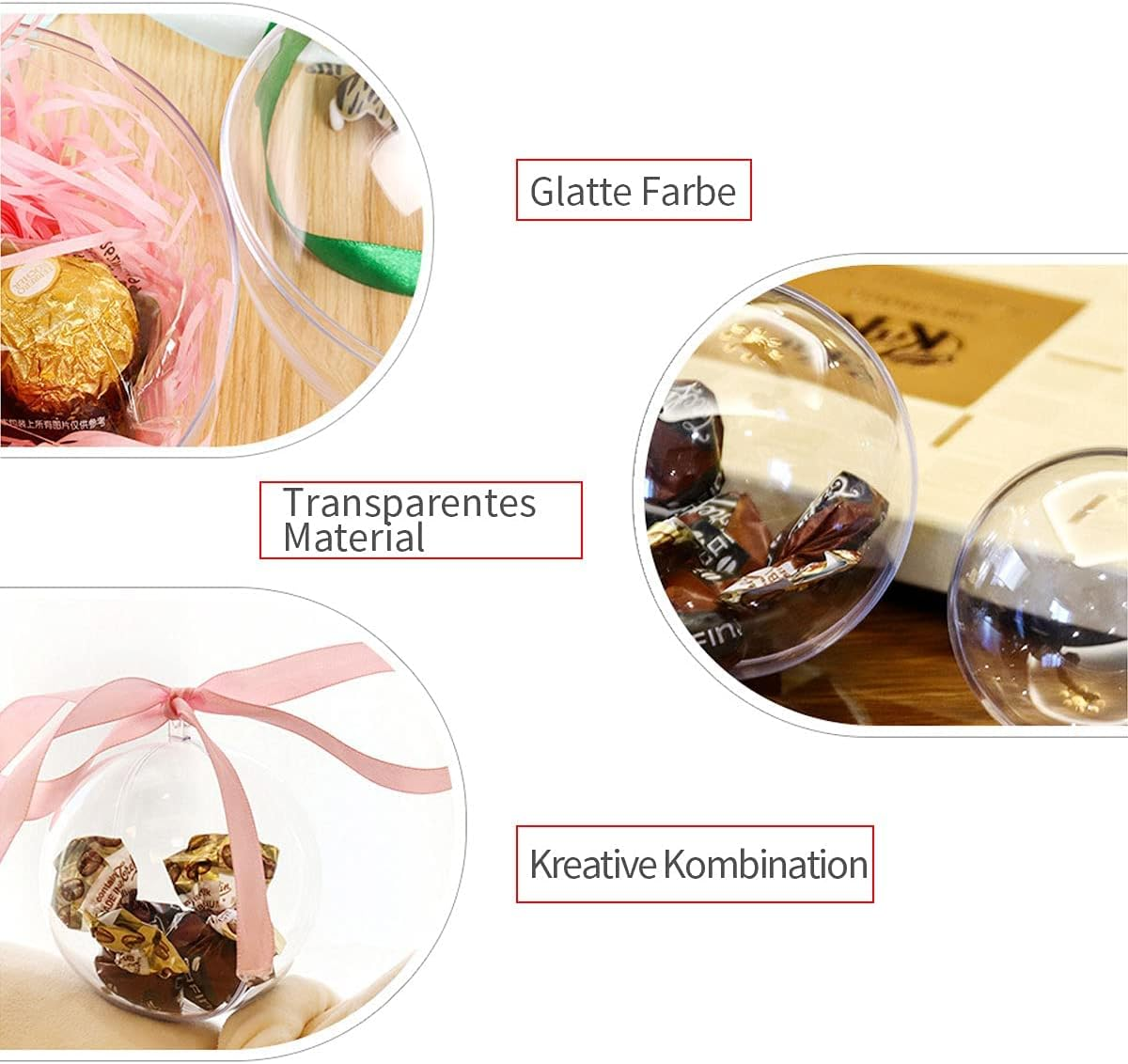 KAIAIWLUO Clear Baubles to Fill,40 PCS Transparent Christmas Baubles Empty Ornaments Balls Acrylic Fillable Plastic Bauble for Xmas Tree Holiday Wedding Party Ornaments 4 Sizes image number 3