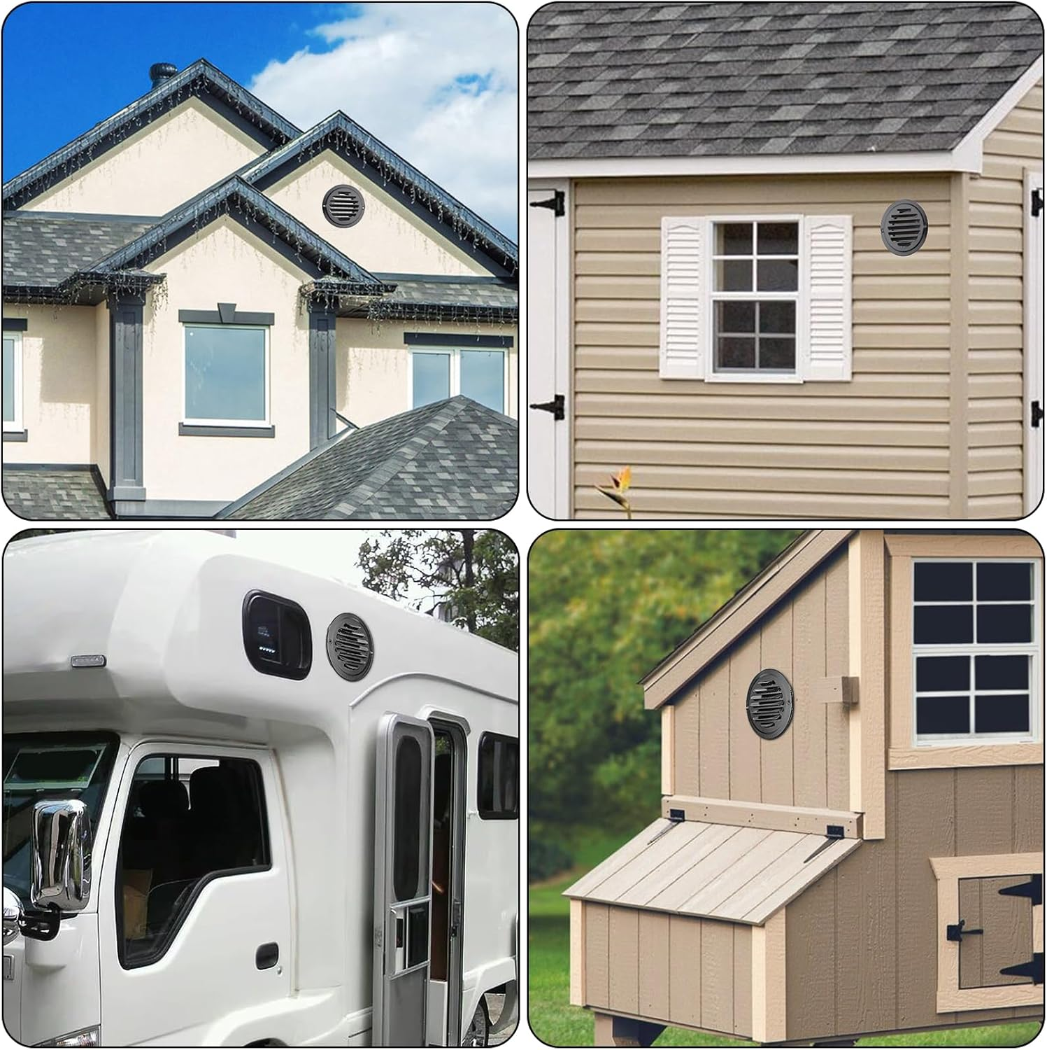 4 PCS 304 Stainless Steel round Air Vent Covers with Insect Mesh(Black, 100 Mm) image number 4