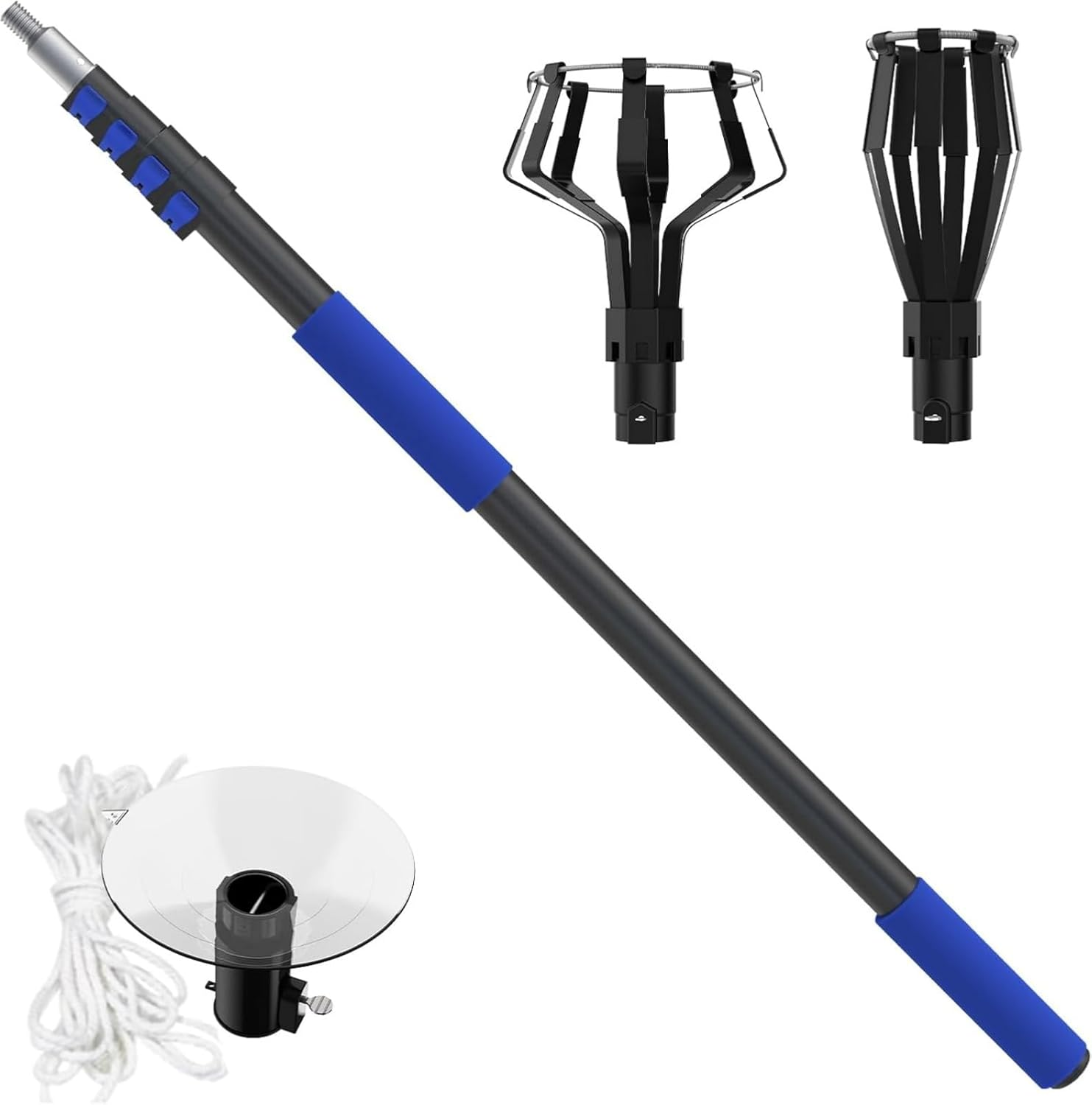 Ssumght 5.5M Reach Light Bulb Changer for High Ceilings with Telescopic Extension Pole, 1-3.6M Light Bulb Extension Pole Changer with Basket and Suction Cup for High Ceilings and Recessed Light,3.6M