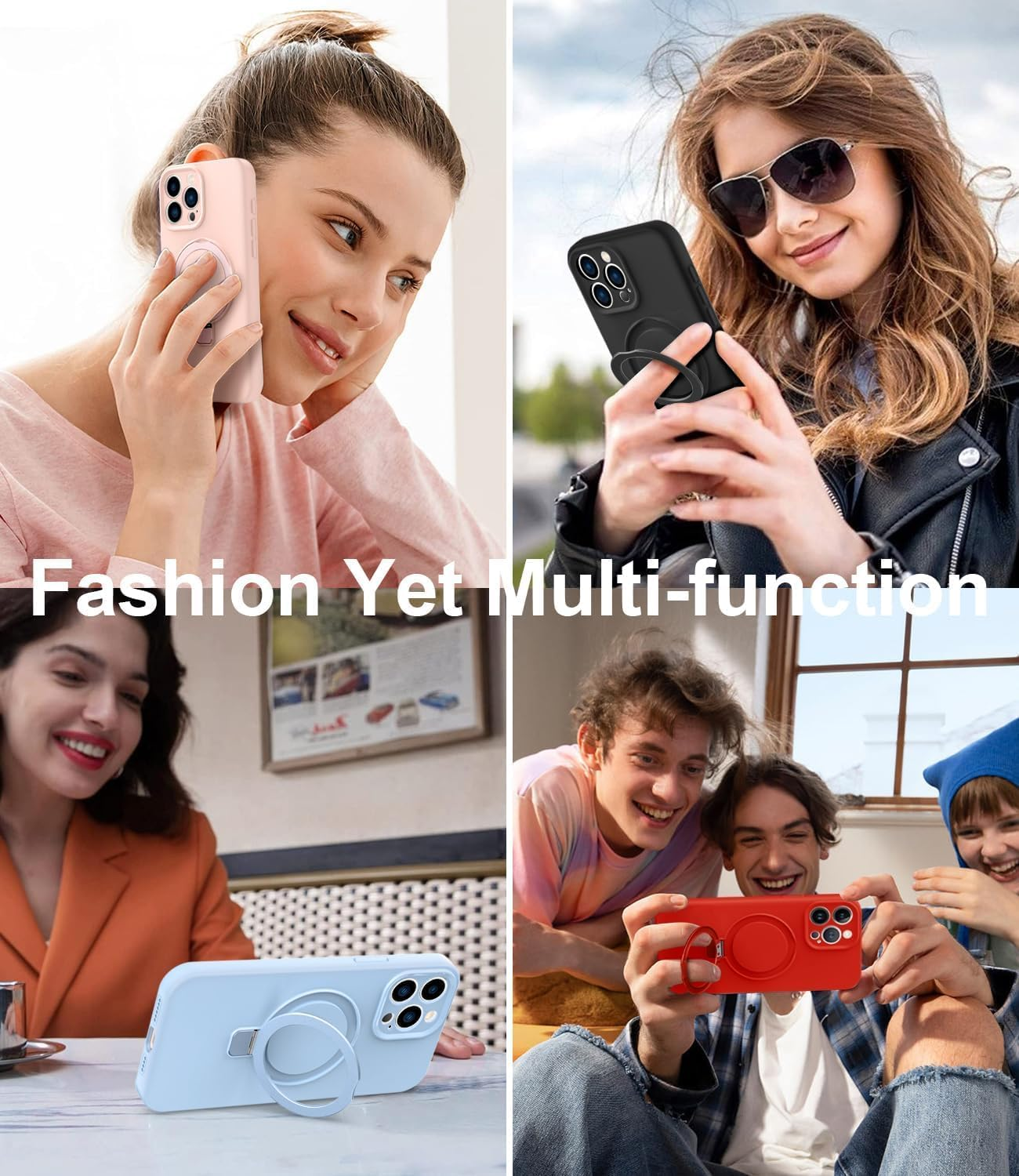 RUNGOS for Iphone 12 Pro Max Case Magsafe, with Stand & Ring Holder [Natural Liquid Silicone][Strong Magnetic] [Military-Grade Shockproof] Soft Microfiber Lining Cover for Iphone 12 Pro Max Phone Case image number 7