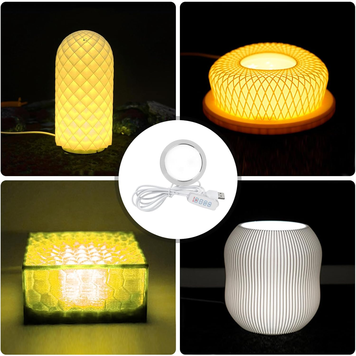 BORDEAG Set of 4 3D Printer LED Lamp Kit for Lab, LED Lamp Set, 3D Printer Accessories, Three Colours USB Powered, for 3D Printers, Cabinets, Showcases, Bookshelves