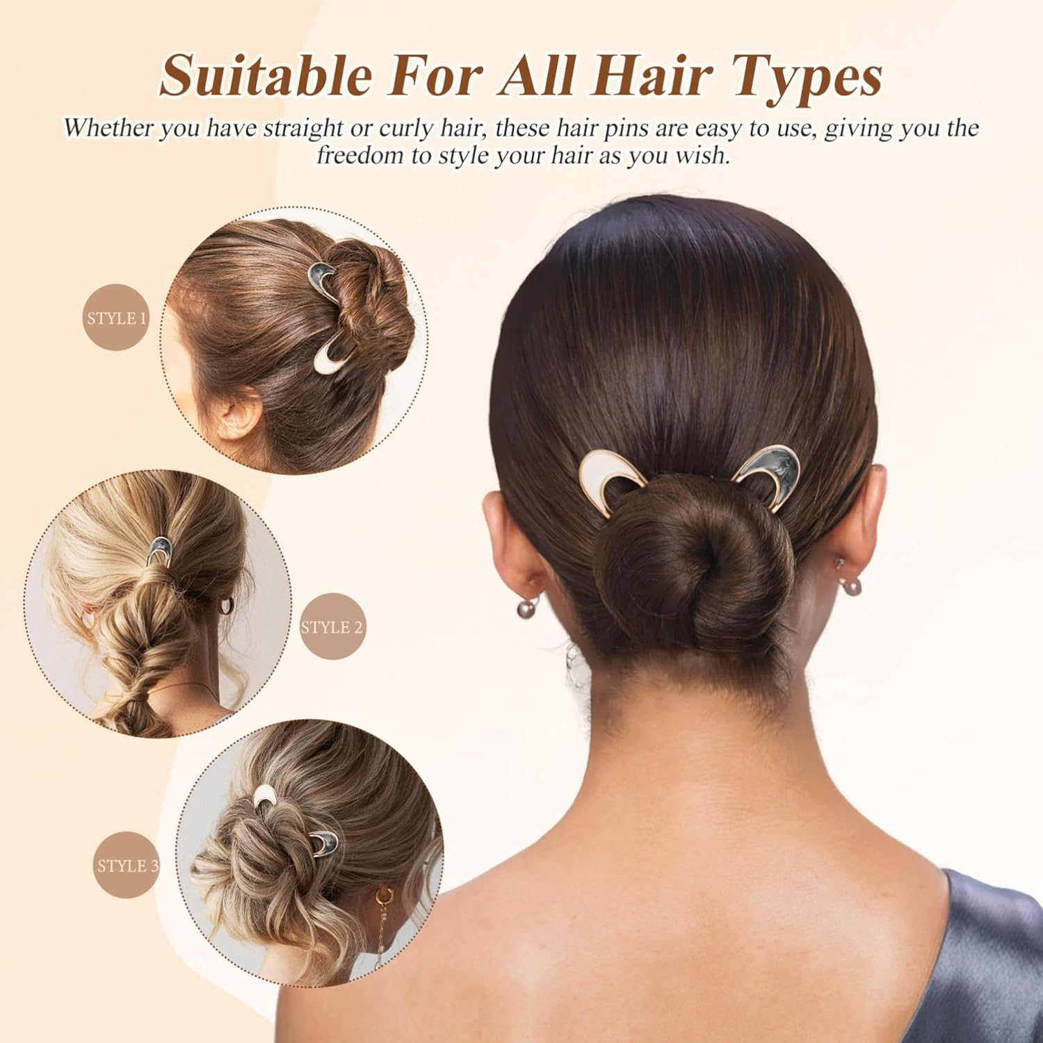 Healvian French Metal U Shape Hair Pins Bun Hair Styling Fashion Accessories for Women 4Pcs image number 2