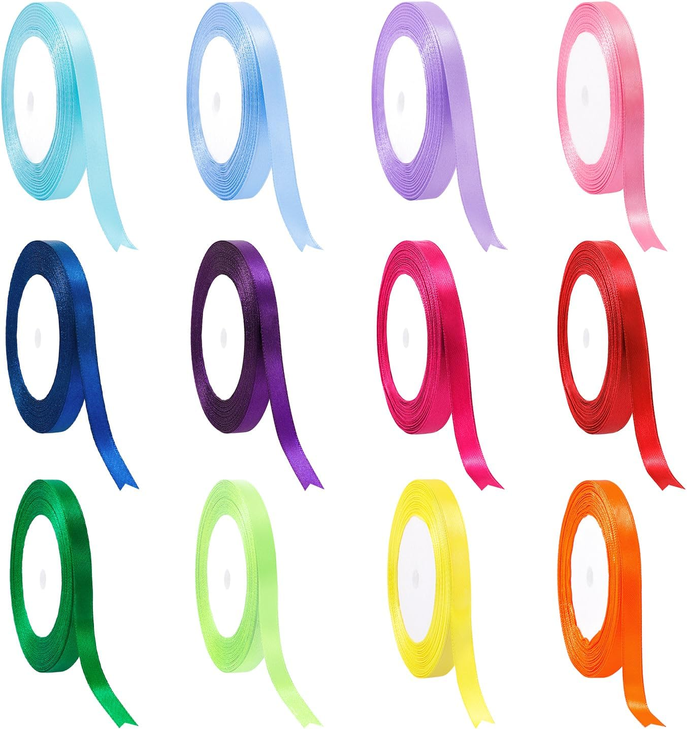 SYEYCW 12 Satin Ribbons Colourful, Polyester Satin Ribbon, 6 Mm &times; 22 M, Ribbon Silk Ribbon, Decorative Ribbon Fabric Ribbon Set, for DIY Art, Craft, Gift Packaging, Bows, Wedding Decoration image number 2