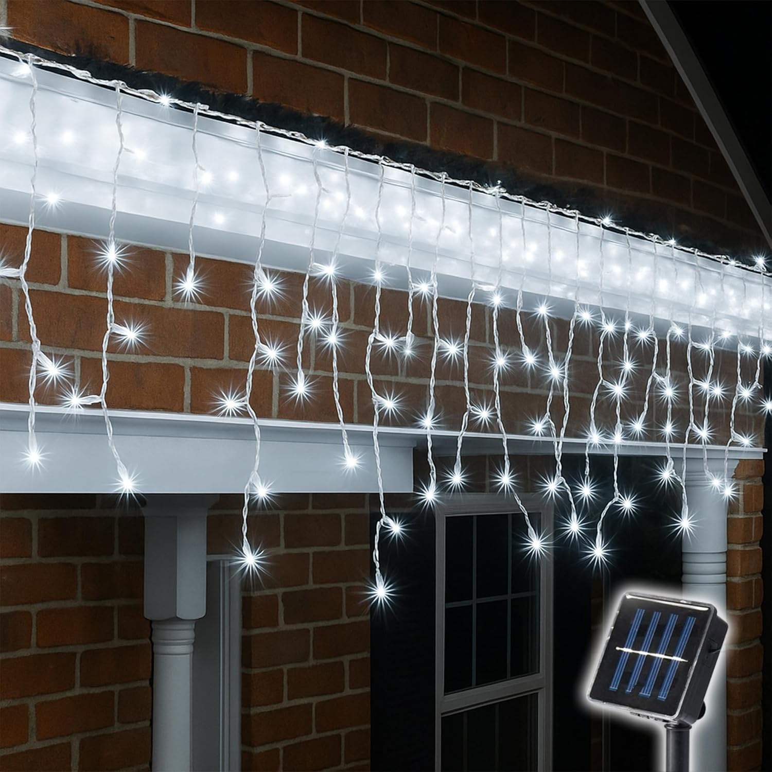 Solar 480 LED Icicle Light - 4 Colour Options - White - Multicolor image number 3