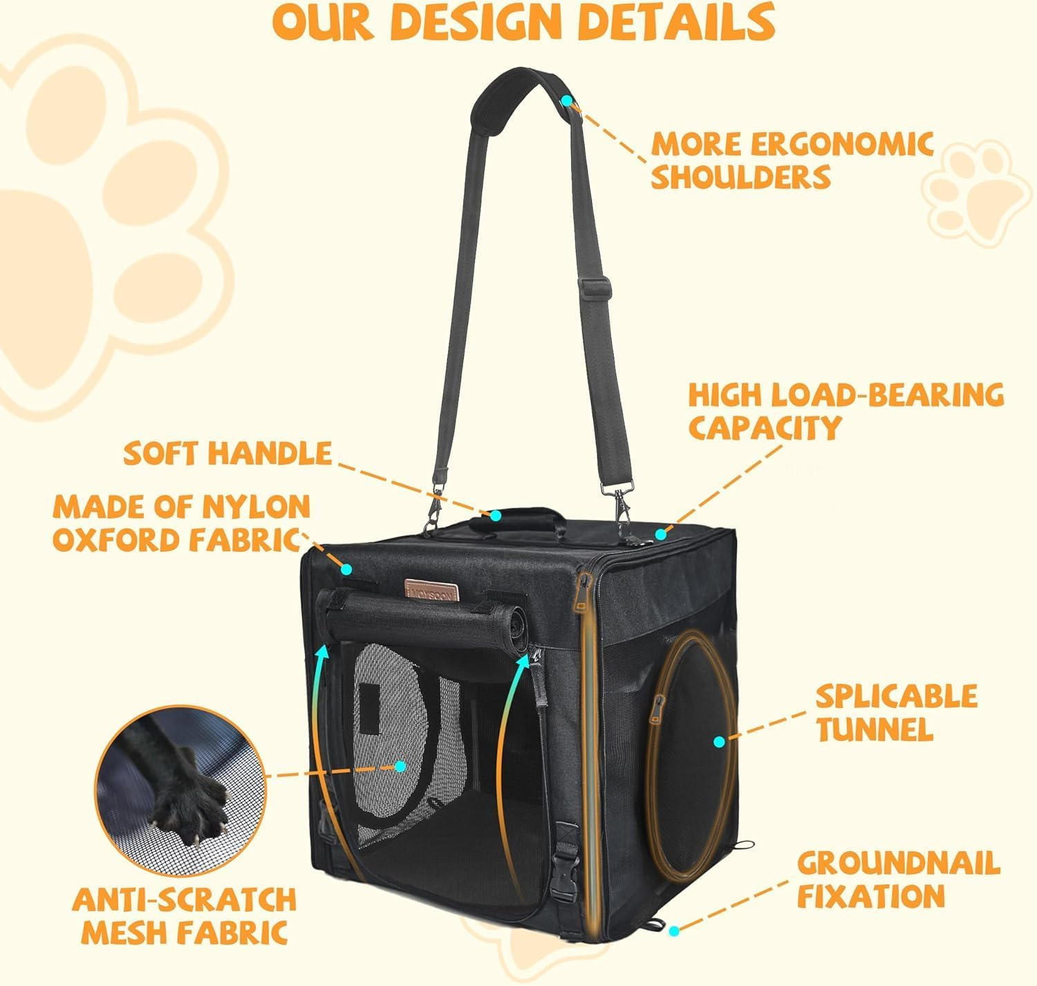 Cat Travel Carrier with Litter Box, Portable Single Cat Carrier, Soft Foldable Design with Shoulder Strap, Hammock & Cushion, Small Size, Grey image number 1