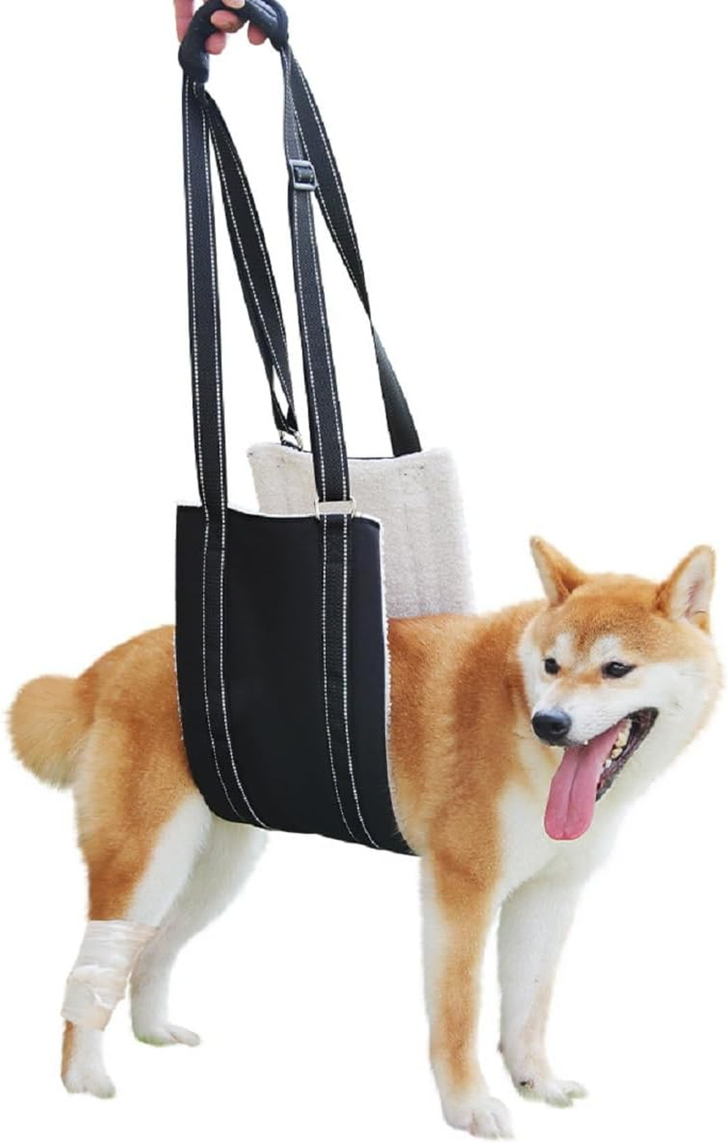 Dog Sling for Large Dogs Hind Leg Support- Dog Lift Harness with Handle for Lifting Back Legs,Portable Dog Sling Carrier (Black, L) image number 3