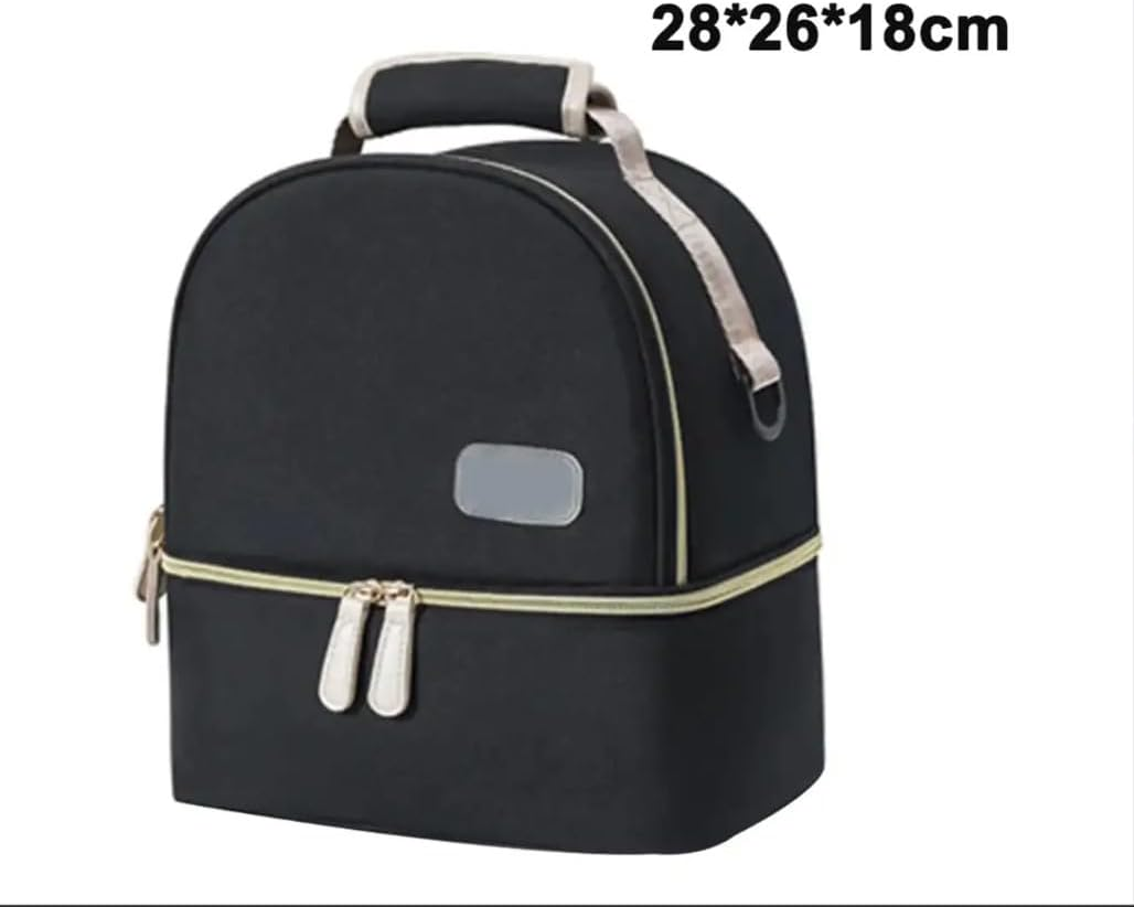 20L Insulated Double Layer Multifunction Cooler Bag Breast Milk Feeding Bottle Storage Lunch Bag Morden Design Leak Proof Water Resistant Picnic Travel Work School Storage Box Camping Black image number 5
