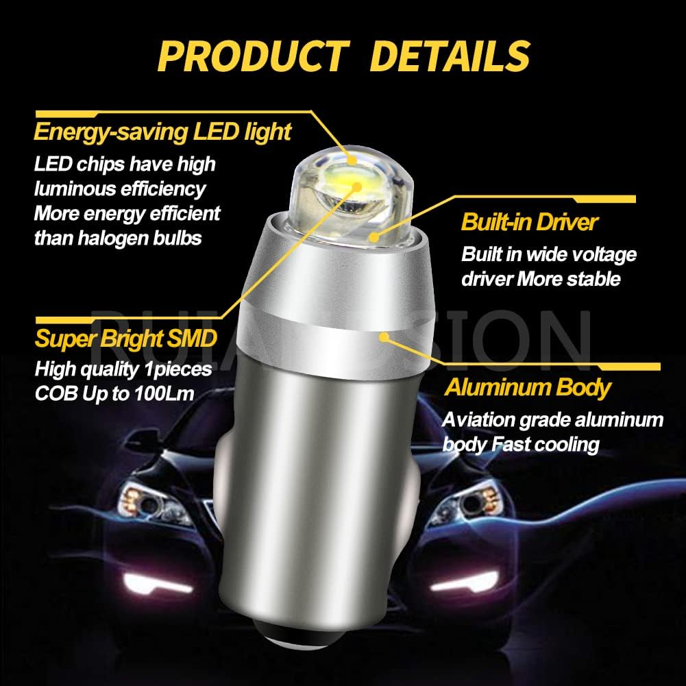 Ruiandsion 4Pcs BA7S LED Bulbs White 3898 DC 12V 24V COB Chips LED Bulbs Replacement for Car Interior Instrument Dashboard Warning Lights image number 3