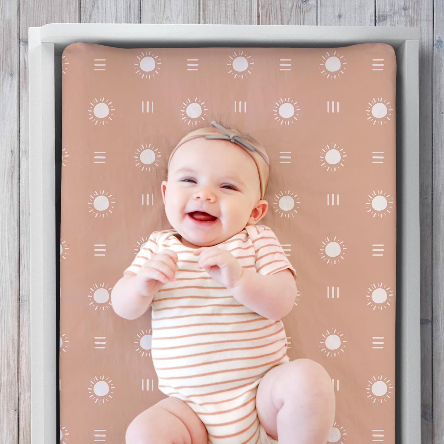 The Peanutshell Changing Pad Covers for Girls or Boys, Unisex 3 Pack, Boho Rainbow image number 1