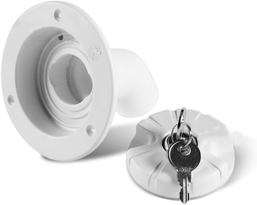(White) Water Inlet Fill Dish Hatch Lock,Locking Water Cap,Car Fresh Water Lock Inlet Hatch RV Camper Filler Cap Tank for Caravan Motorhome,Water Filler Cap image number 2