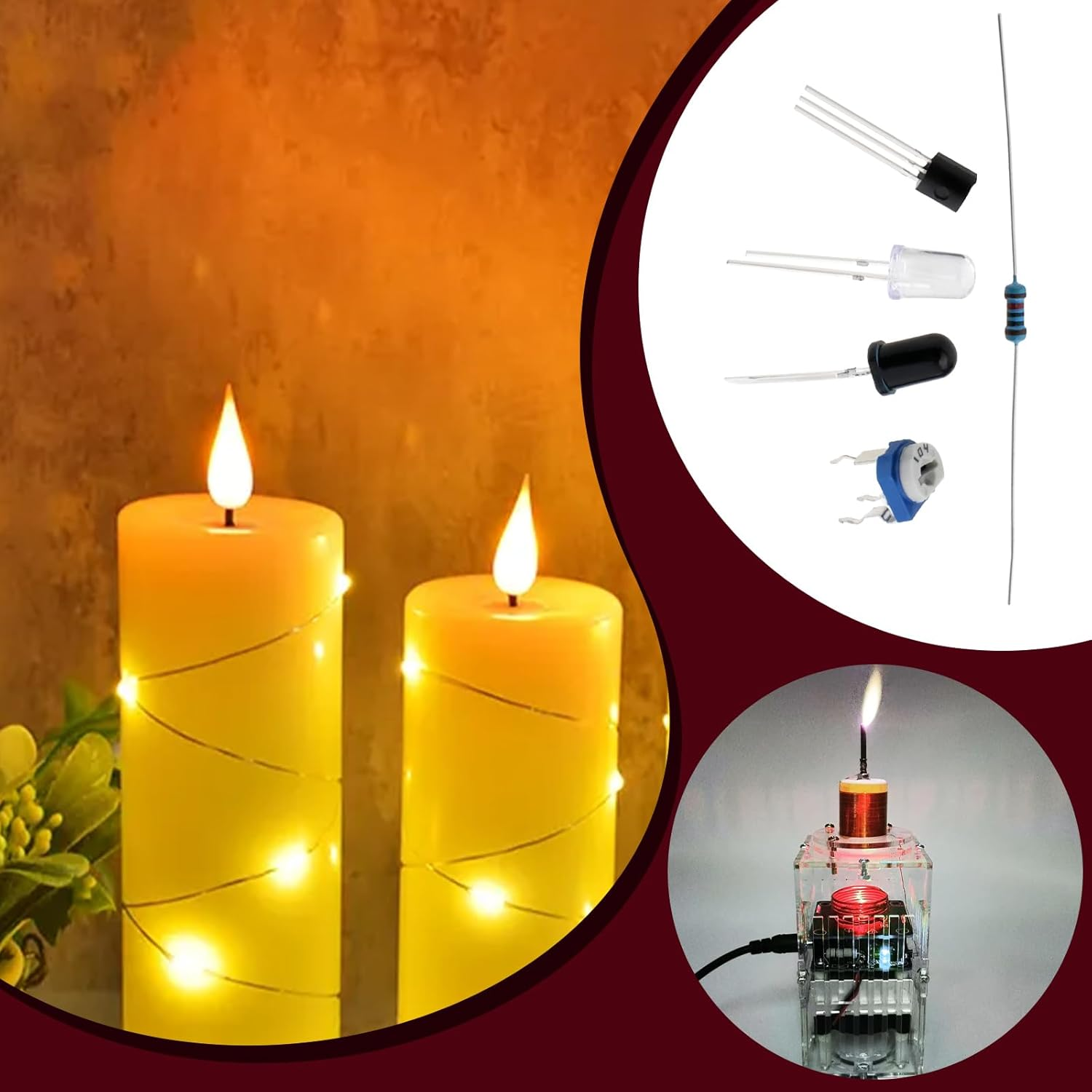 YINETTECH 2 Sets Electronic Candle Kit Soldering Practice Kit Compatible with Children Students Electronics Kit Led DIY Kit