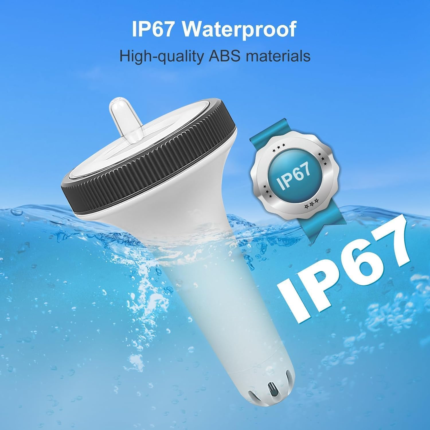 Pool Thermometer Floating, Solar Energy, Easy Read with Indoor Temperature, Humidity Monitor Wireless, Digital Pool Thermometer, IP67 Waterproof for Swimming Pools, Bathtubs, Fishbowl, Pond image number 1