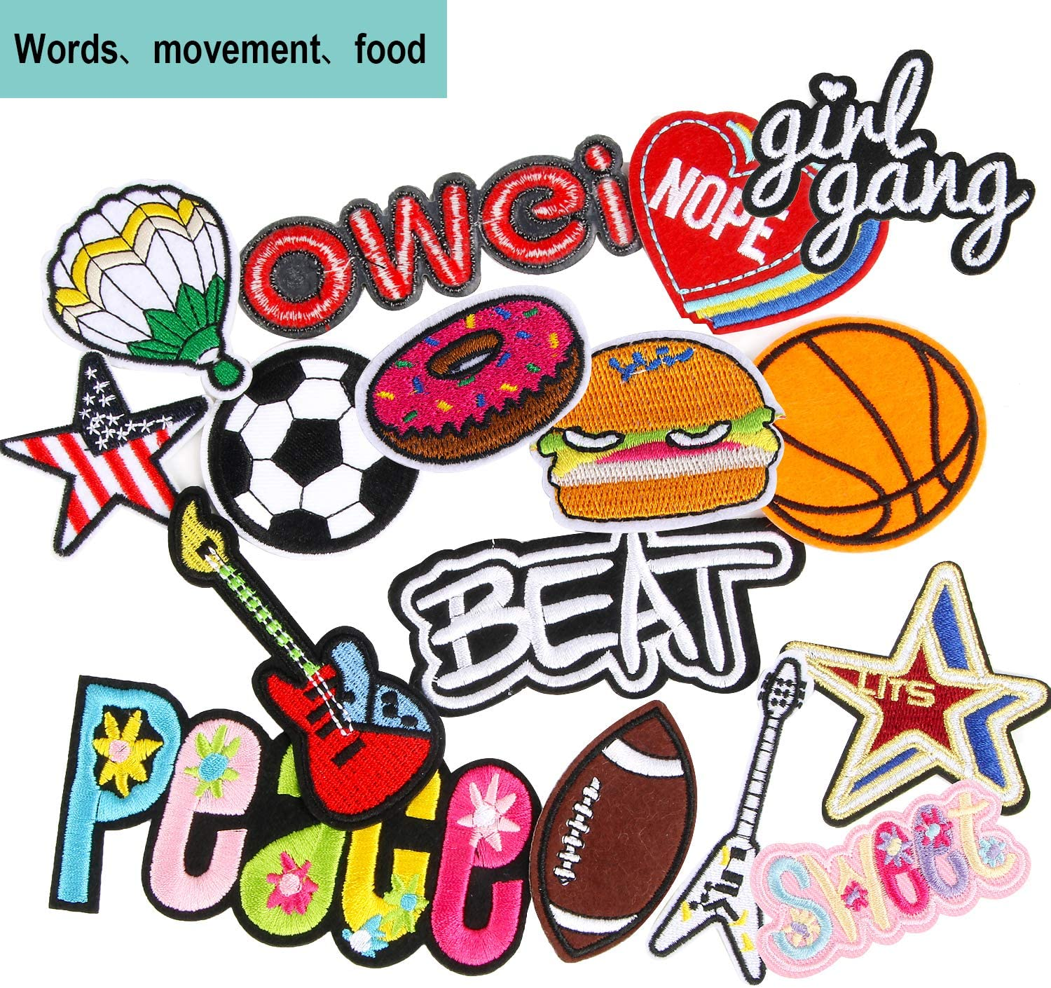 60Pcs Random Assorted Styles Embroidered Iron on Patches, DIY Sew Applique Repair Patch Iron On/Sew on Patches for Backpacks,Pants,Clothes,Jeans,Jackets,Hat