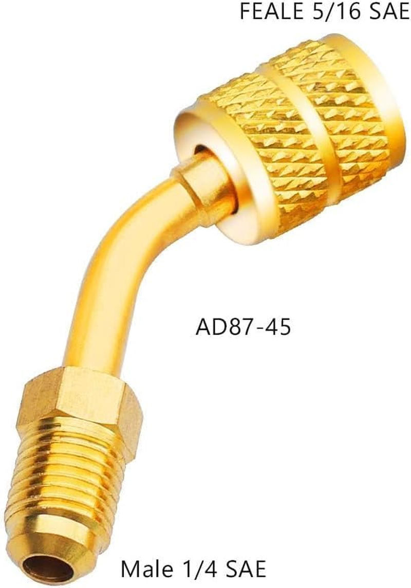 R410A Adapter 5/16 Inches SAE Female to 1/4 Inches SAE Male Flare for Air Conditioners HVAC, 2 Straight Adapter + 2 Angled Adapter image number 4