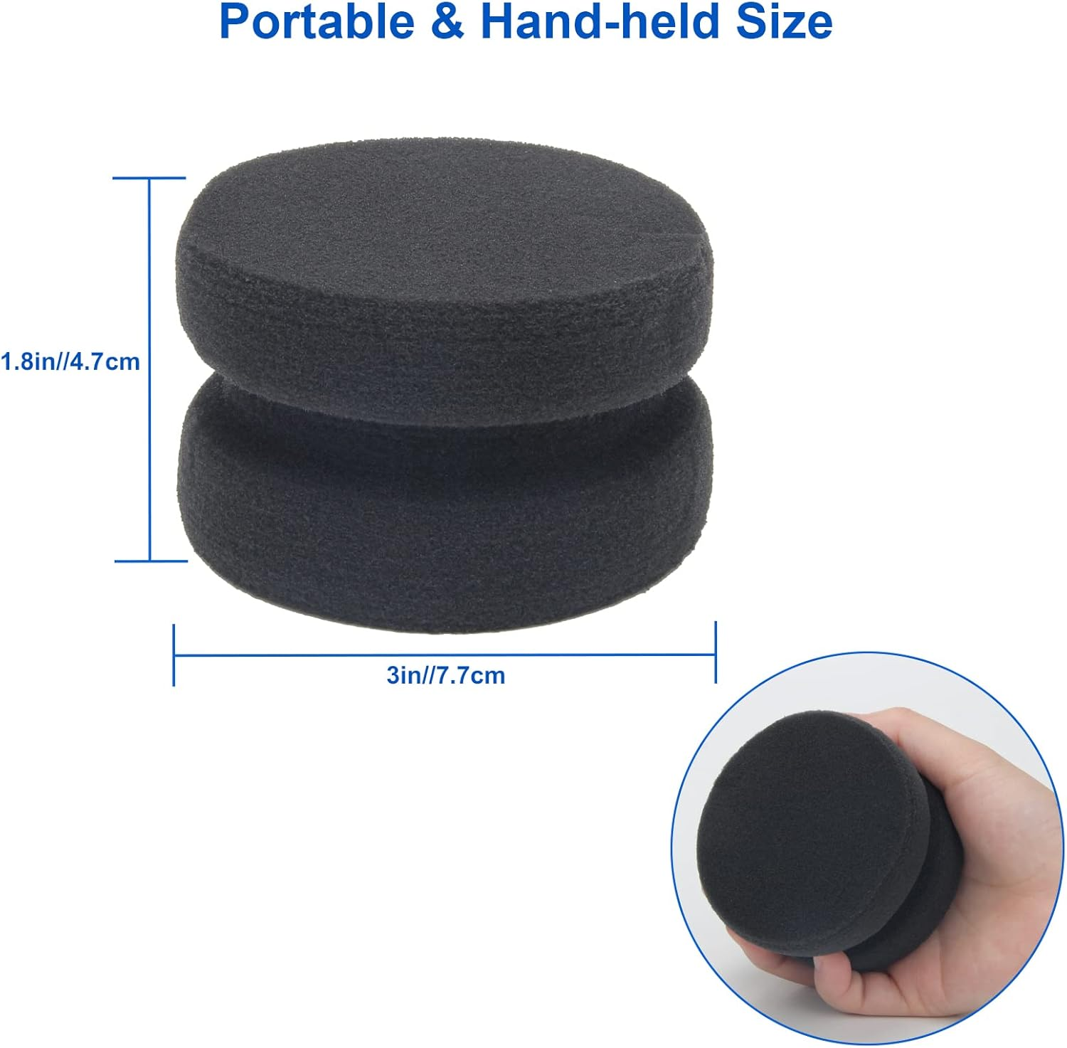 Boyistar Paint Sponge Applicator 3Pcs, Black Detail Painting Sponge Double-Side Art Craft round Sponge for Car Waxing, Wall Repairing Kitchen Cleaning Sponges with Storage Mesh Bag (Black) image number 1