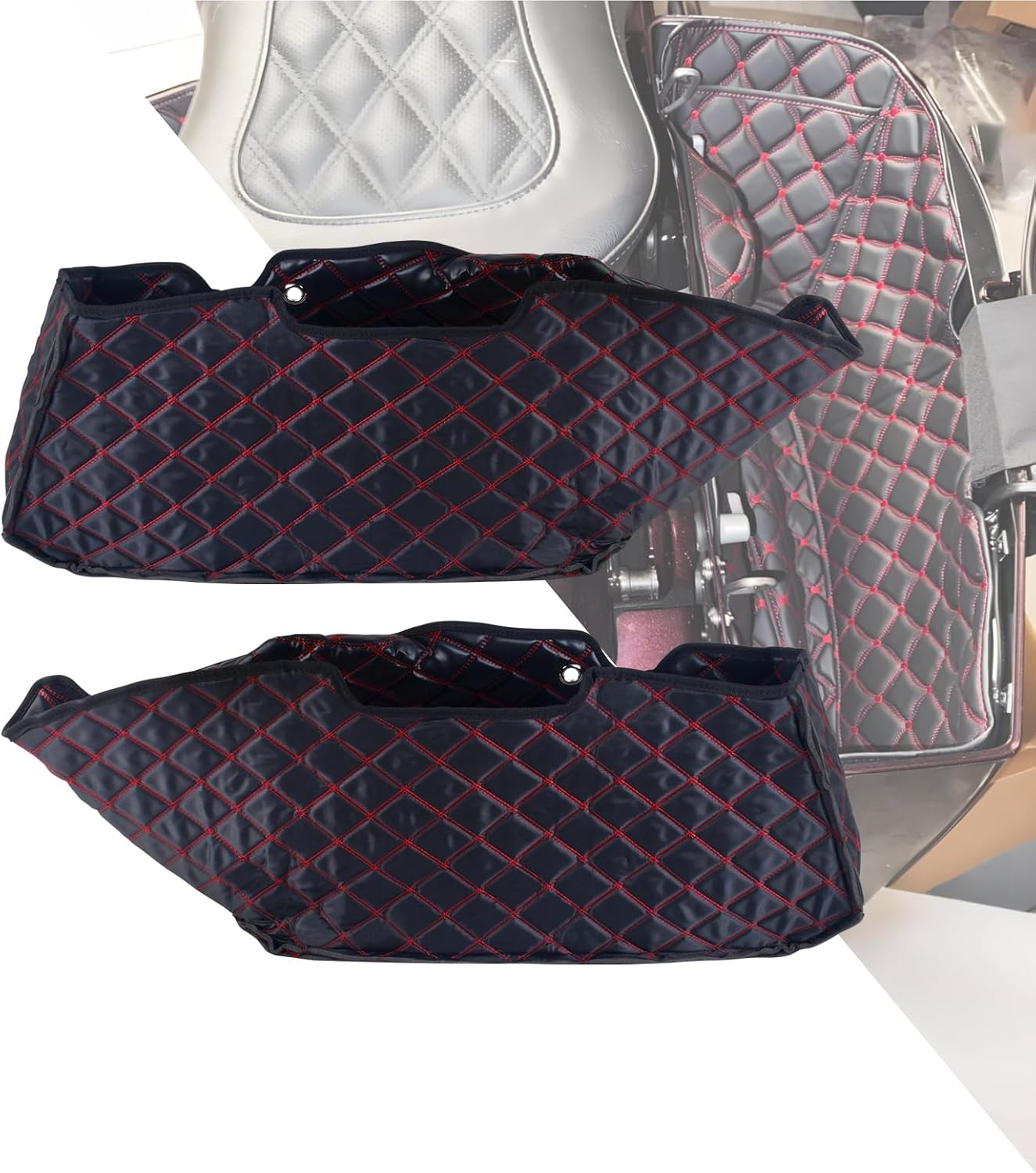 HDBUBALUS Saddlebag Liners Carpet Insert Fits for 2024-Later Road Glide Street Glide 2023 Street Glide CVO Road Glide CVO (White Stitching)