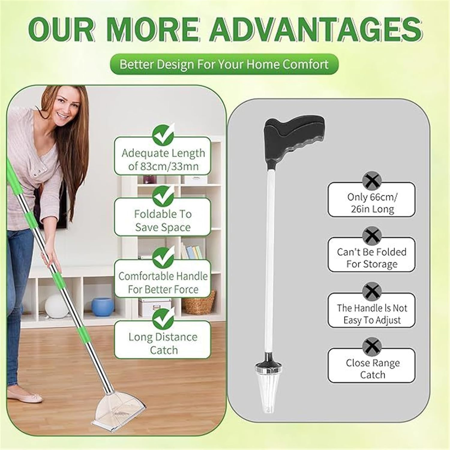 Spider Grabber 32 Inches Long Handle Adjustable Insect Catcher, No Touch Bug Grabber Tool for Roaches Spiders Scorpions, Practical Indoor Outdoor Home Kitchen Garden Use (1) image number 1