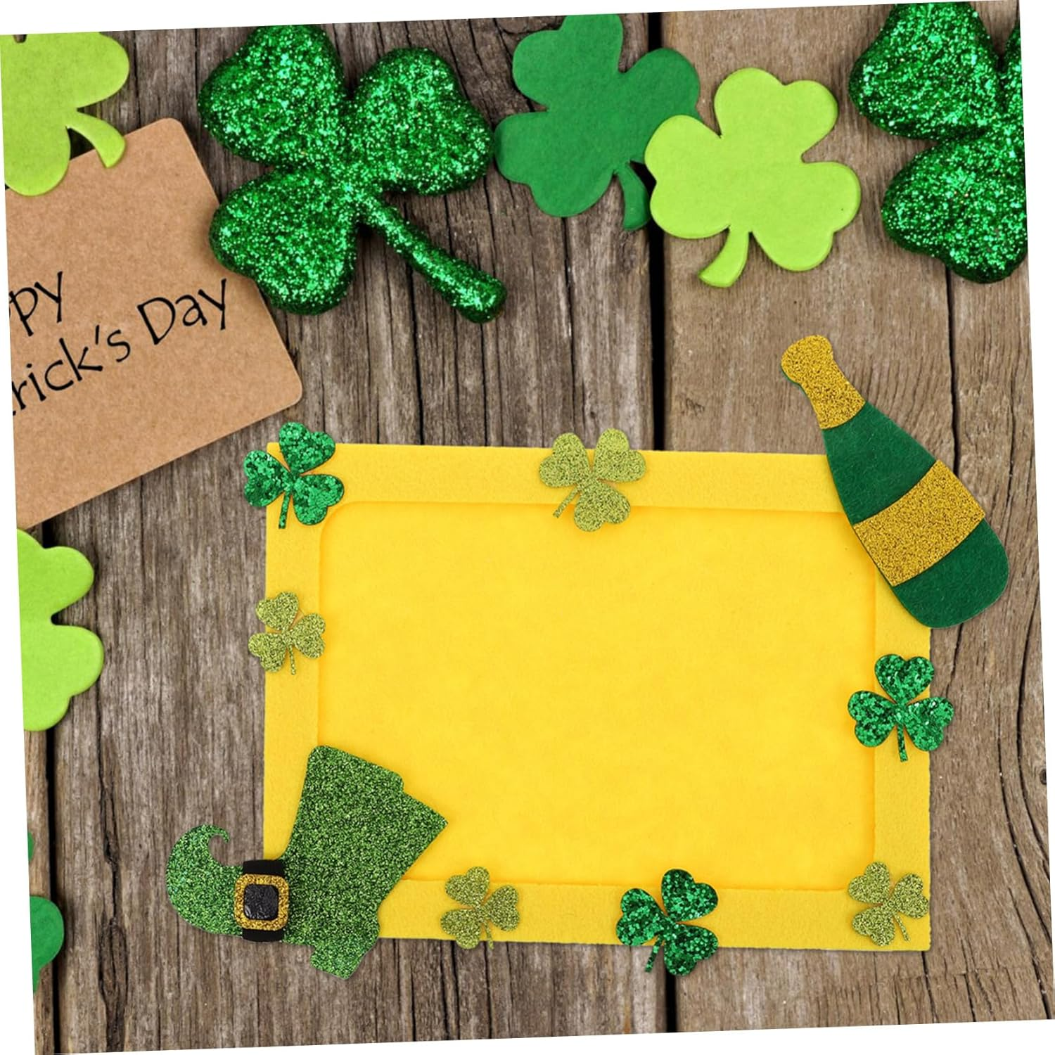 HANABASS Green Shamrock DIY Photo Frame for Patrick'S Day Unfinished Non Woven Craft Lightweight Easy Assembly for School Projects Holiday Decor image number 6