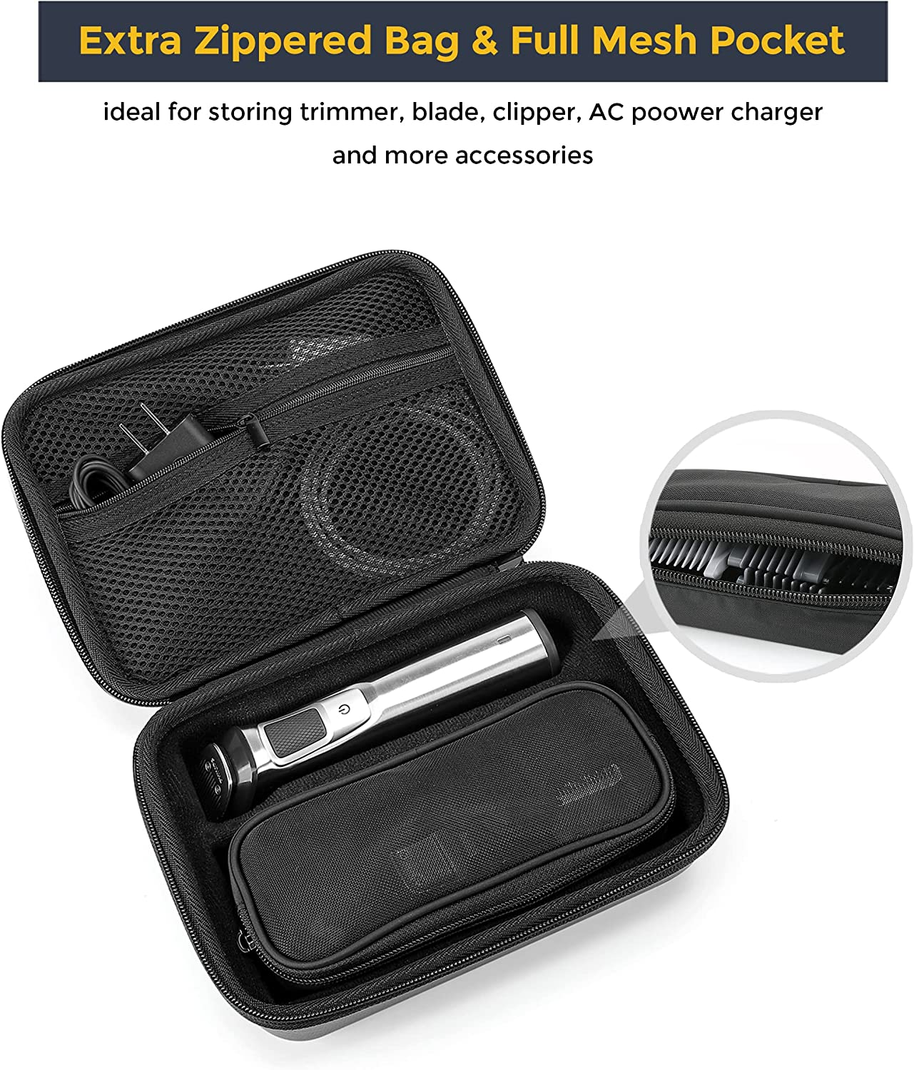 Procase Hard Travel Case for Philips Norelco Multigroom Series 7000 MG7750/49 MG7770 MG7790 MG7791/40 Men'S Electric Trimmer Shaver and Attachments -Black image number 2