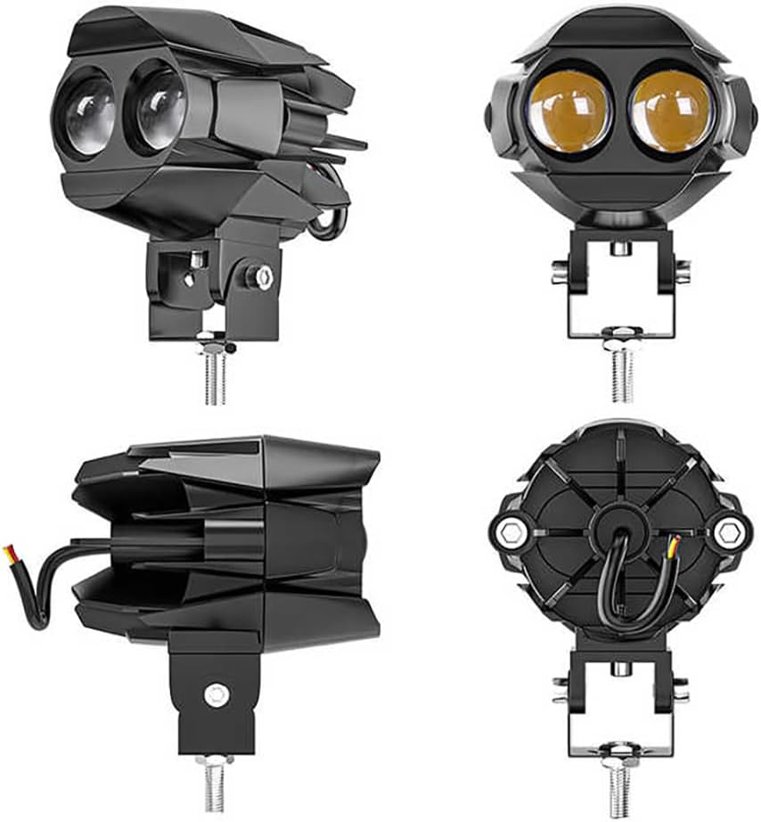 LED Motorcycle Fog Lights, 60W 18000LM Driving Auxiliary Lights, Motorbike LED Lights with Waterproof Wire Harness Kit, LED Spotlights Universal Fit for Motorcycle Car SUV ATV UTV, 2PCS (Black 2) image number 6
