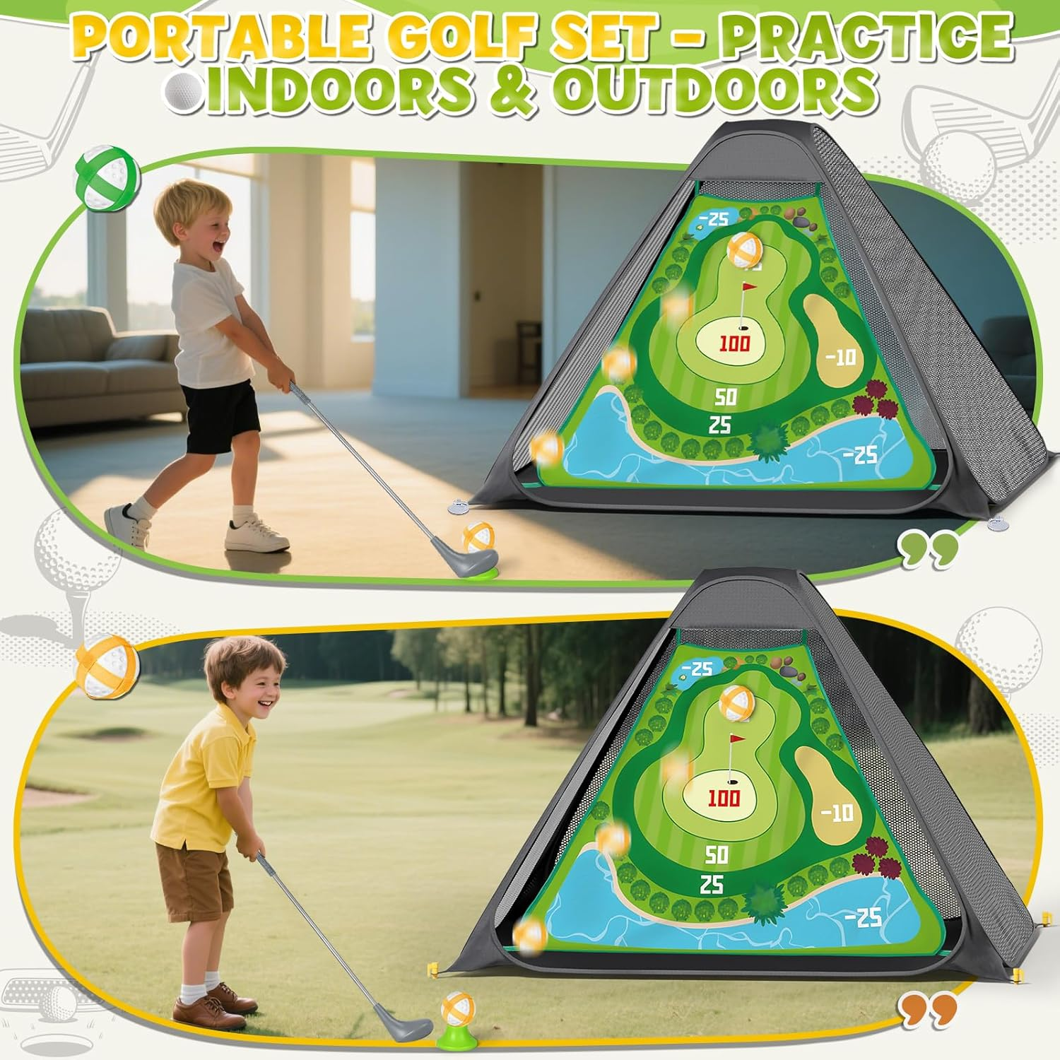 Lehoo Castle Kids Golf Set, Toddler Golf Set with 8 Golf Balls, 3 Golf Clubs, Sport & Outdoor Toys with Tees, Net, Toys for 3 4 5 Year Old Boys Girls image number 6