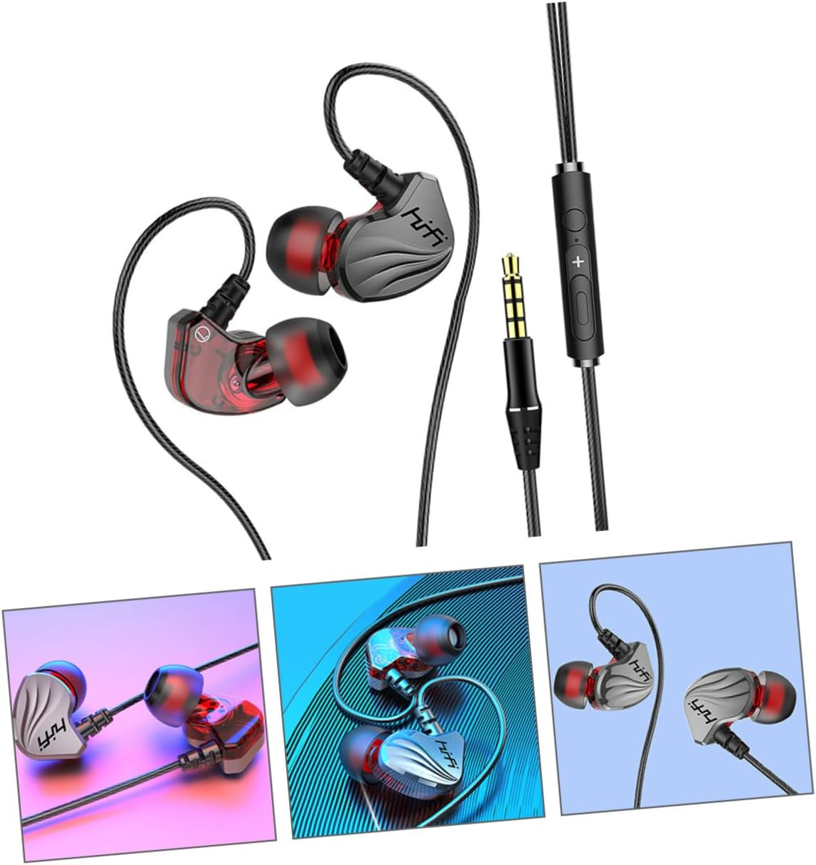 Tofficu 3.5Mm Wired In-Ear Earphones Bass, Universal Cord Headphones for Mobile Phones and Tablets, Gunmetal Color, Compatible Smartphone and Portable Devices image number 4