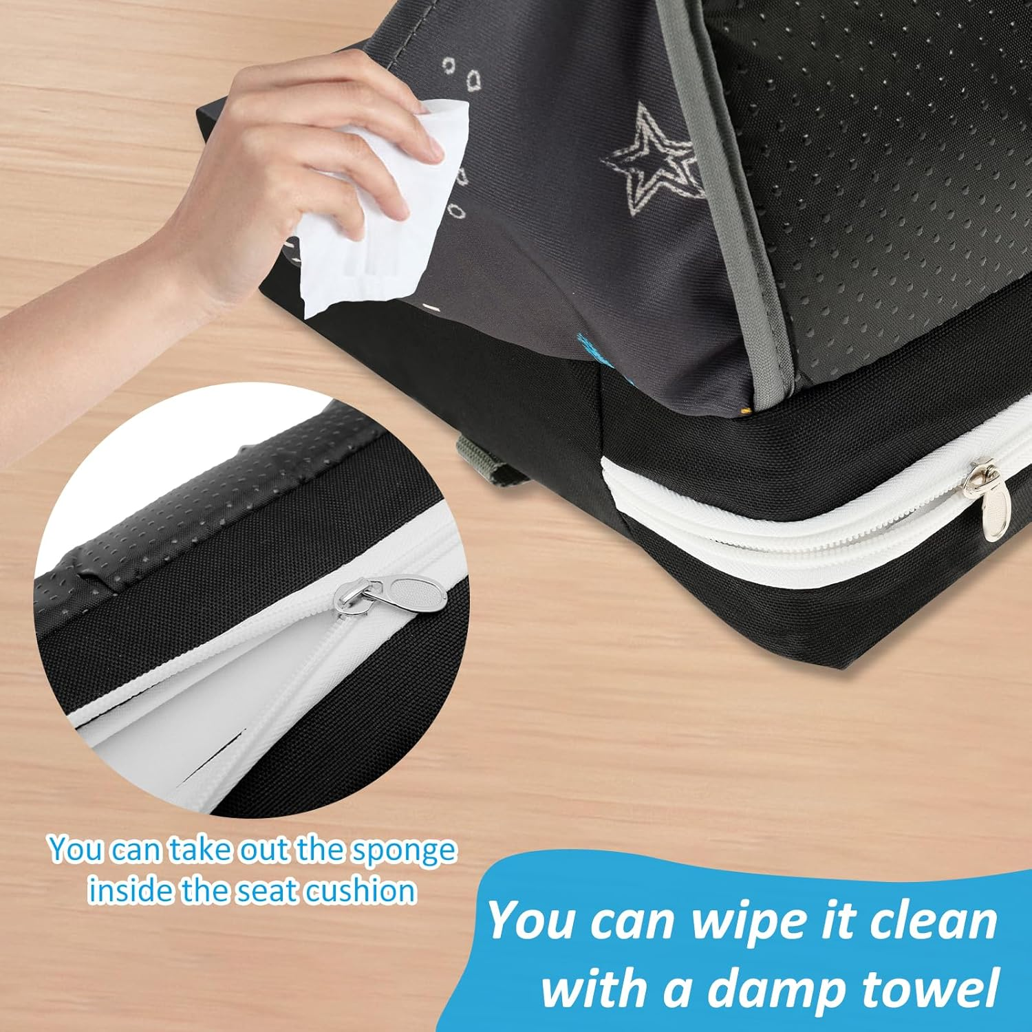 Fwqofvk Toddler Booster Seat with Adjustable Safety Buckle, Breathable Oxford Cloth Kid Dining Chair Increasing Cushion, Travel Booster Seat Pad for Dinning Table 32&times;32&times;43Cm Grey image number 6