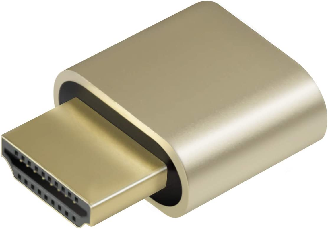 1-Pack ADWITS 4K 2K 1080P 30Hz to 60Hz Support HDMI Display Emulator DDC EDID Headless Ghost Monitor Adapter Dummy Plug,New Version Highest 4096X2160@60Hz -Gold Color