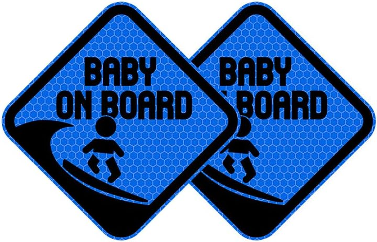 Vesvory Baby on Board Surf Sticker for Cars, Reflective PVC Car Decals with Suction Cups Double-Side Baby on Board Sign Reflective Baby Safety Warning Car Decal,4.72X4.72 In(Reflective Yellow)