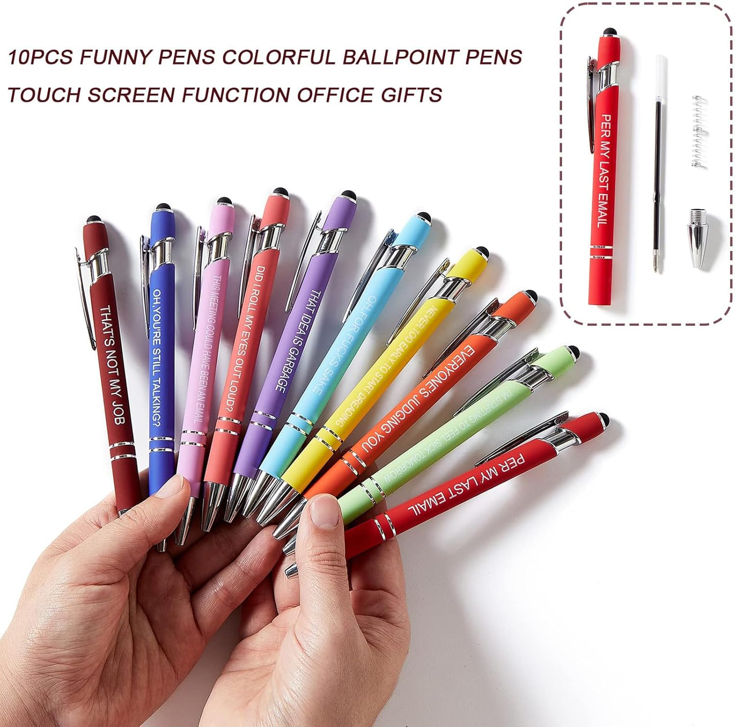 Funny Pens Colorful Ballpoint Pens with Inspirational Quotes and Touch Screen Function Office Gifts image number 4