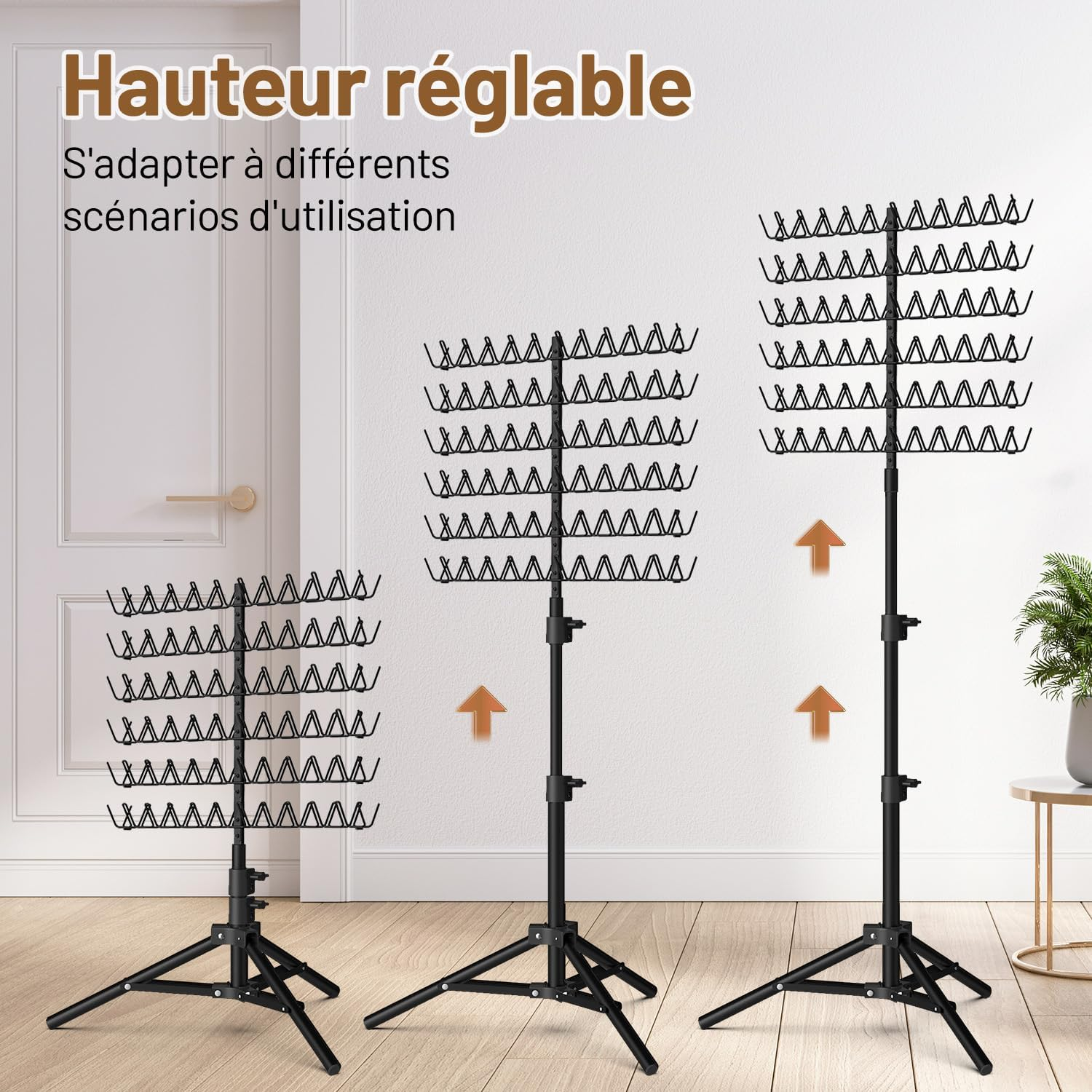 JAYIOLA Braiding Hair Rack Standing,Standing Braid Rack,144 Pegs Double Sided Standing,Hair Stand for Hair Extensions - Black image number 5