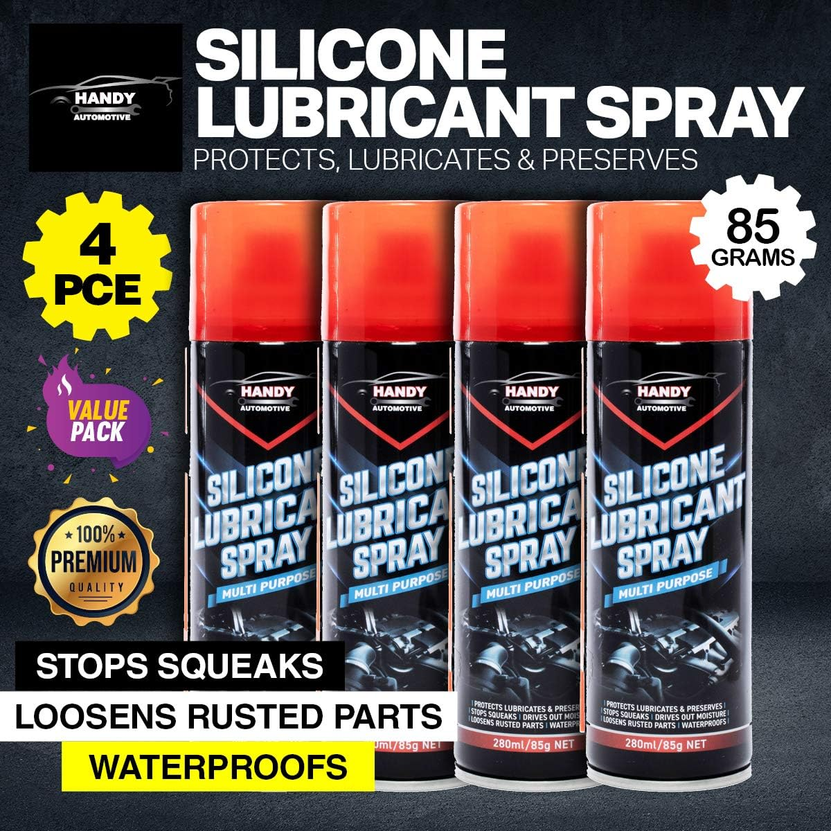 Handy Automotive 244362 Multi-Purpose Silcone Lubricant Spray, 280Ml/85G