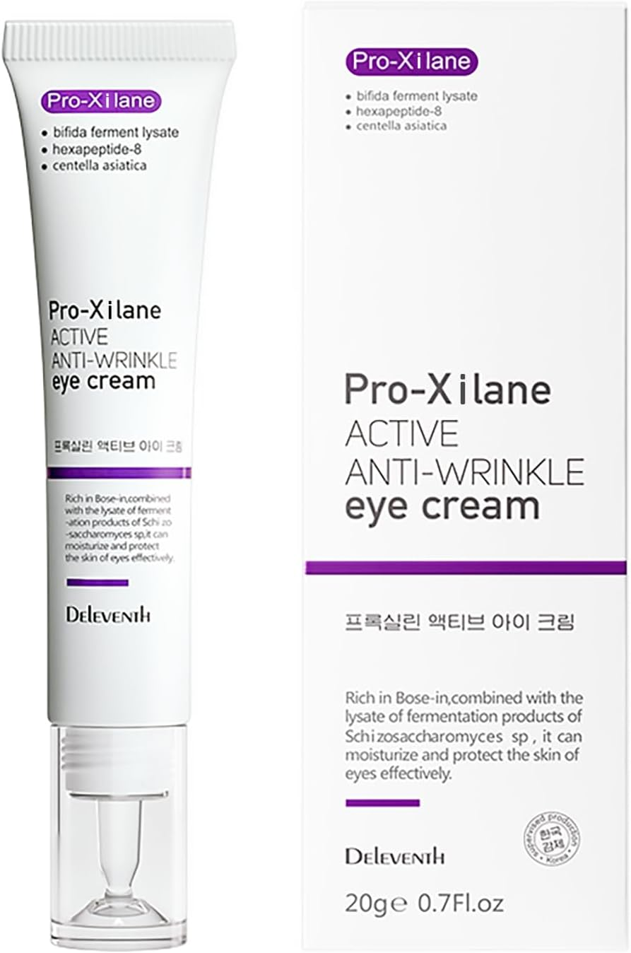 Deleventh Korean Brand Pro-Xylane Active Anti-Wrinkle Eye Cream 20G / Anti-Aging, Anti-Oxidation, Fade Fine Lines, Reduces Wrinkles, Dark Circles & Puffiness for Youthful, Bright Eyes