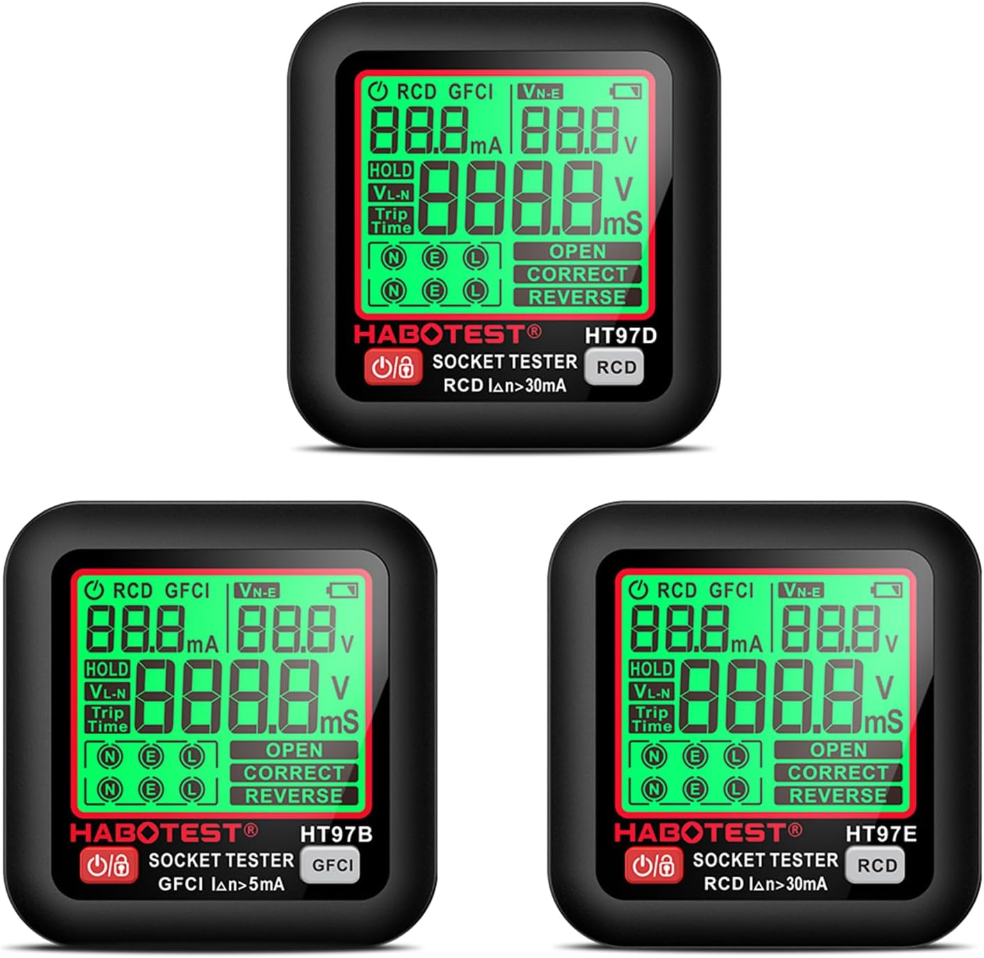 Irfora HT97D Digital Socket Tester Voltage Test EU Socket Detector Intelligent Leakage Test Multifunctional Phase Tester image number 4