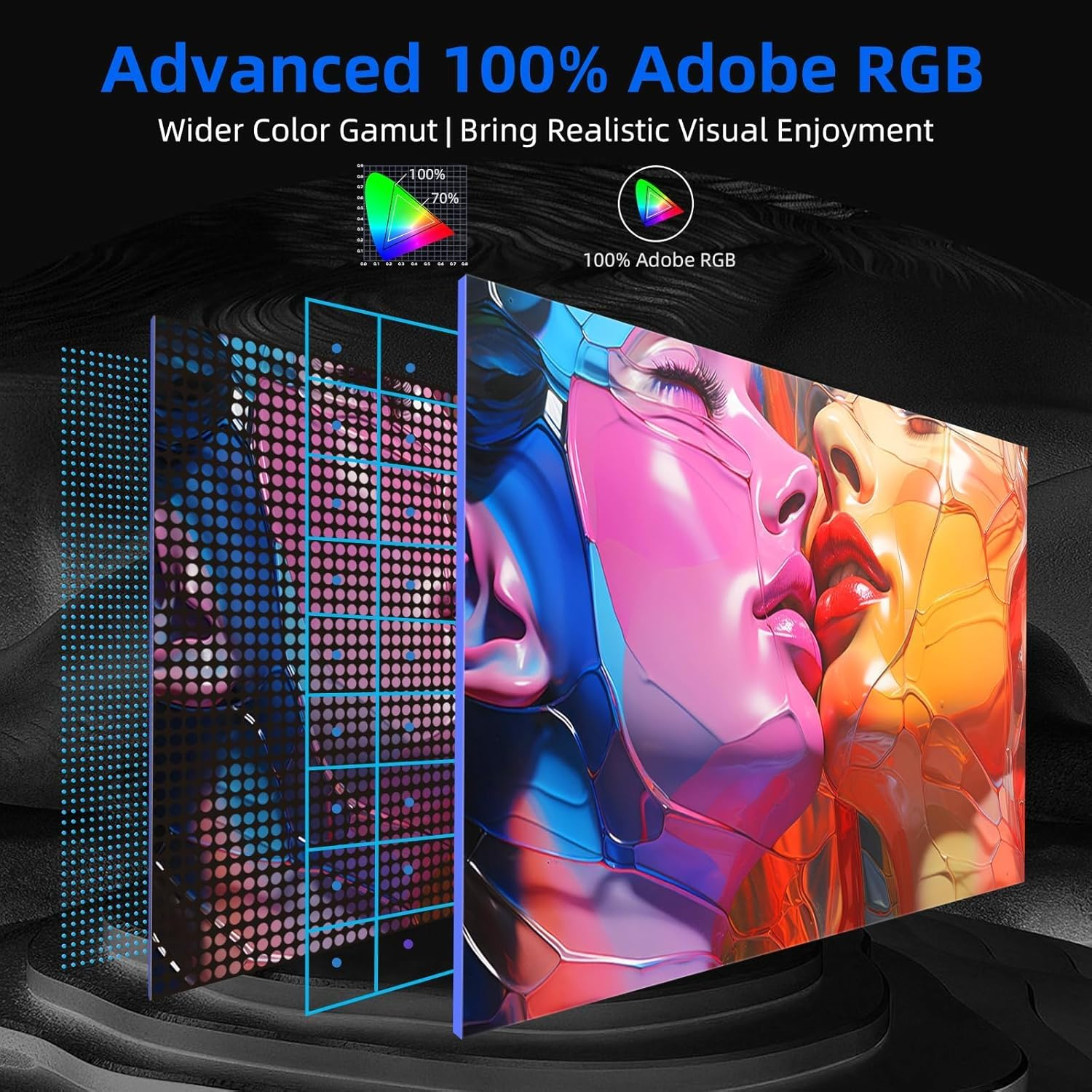 UPERFECT Portable Monitor 4K, 15.6'' Silvery 3840X2160 UHD HDR USB-C Monitor, 100% Adobergb, 400Cd/㎡Brightness, IPS Freesync Speaker Travel Extra Screen for Laptop, Type-C HDMI, VESA & Smart Case image number 2