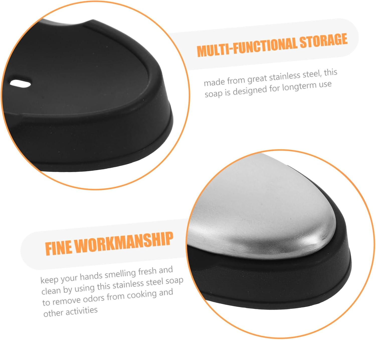 BRIGHTFUFU Stainless Steel Soap Bar Odor Absorber for Kitchen Gadget Metal Soap for Cleaning Hands Portable Odor Remover 304 Cleaning Tool image number 6