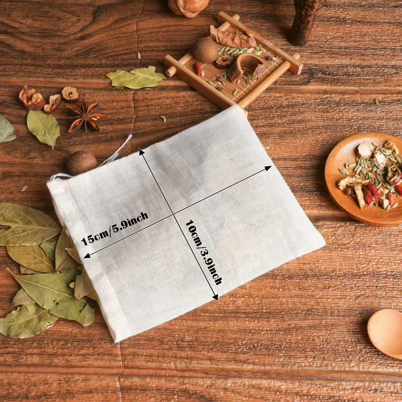 50Pcs Drawstring Bags for Straining,3.9*5.9Inches,Unbleached Cotton Straining Bag for Coffee Tea Filter,Soup Gravy Broth Stew Bags Natural Cotton Fine Mesh Filter Bags,Reusable Fine Mesh Filter Bags image number 4