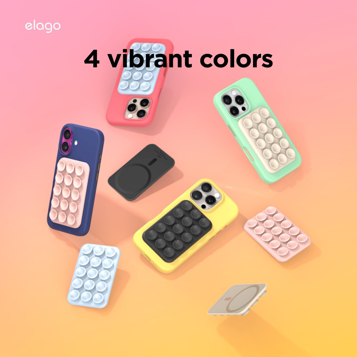 Elago Magnetic Suction Cup Phone Mount Compatible with Magsafe Case, Removable Silicone Sticky Grip Holder for Iphone, Hands-Free Selfies/Video for Tiktok&Instagram Influencer/Creator (Black) - Black image number 6