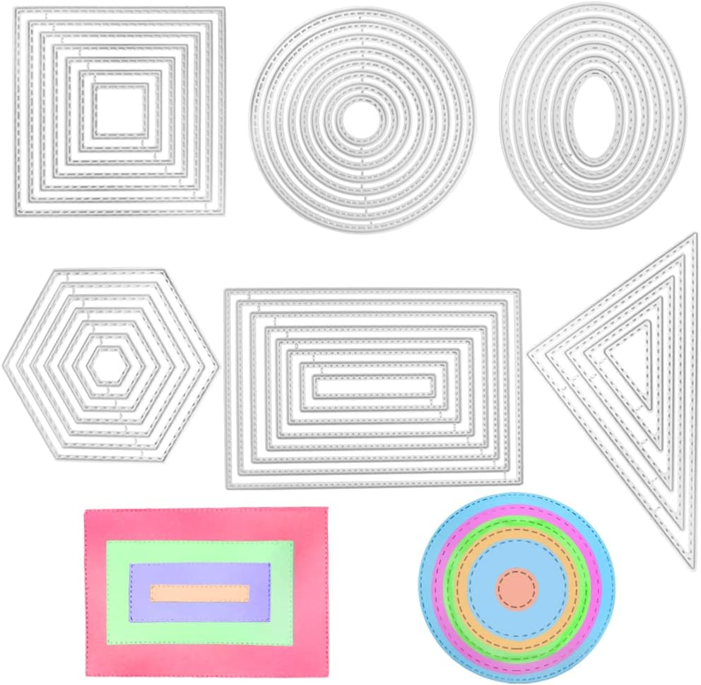 6 Pcs Cutting Dies Stencil Metal Set, SENHAI Different Shapes Dies Cuts Polygon Embossing Tools for Card Making Supplies Album Scrapbooking image number 4