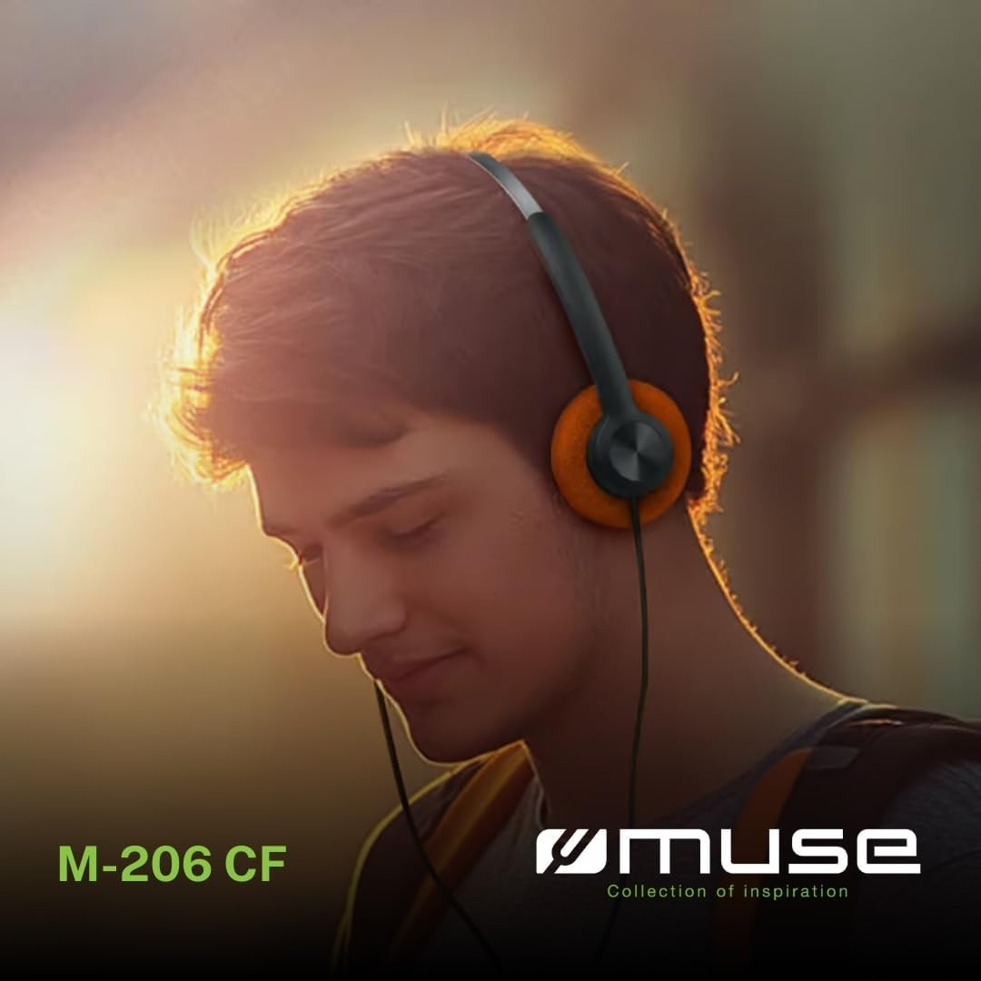Muse M-206 CF Stereo Headphones | 3.5 Mm Jack with USB-C Adapter | Lightweight Design with Adjustable Metal Headband & 30 Mm Drivers | Retro Style Headphones