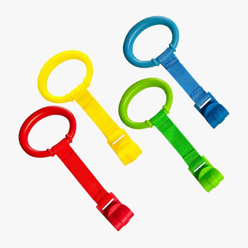 Pandaear 8 PCS Baby Pull up Rings, Toddler Walking Exercise Stand up for Playpen & Crib, Infant Cot Hanging Rings for Kids image number 1