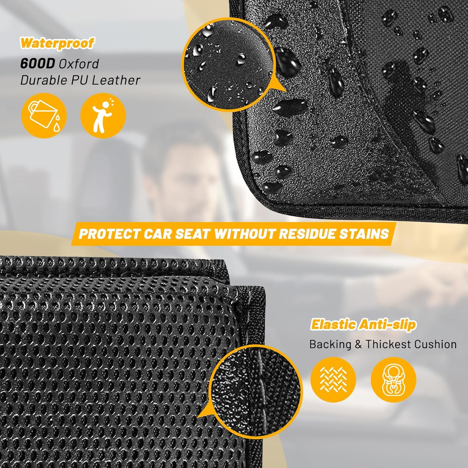 AUSELECT Back Car Seat Organiser for Kids - 2 Pack Car Storage Organizer Backseat Protectors X-Large 60X45Cm, 2 Pocket Seat Back Kick Mats Cover for Vehicles to Protect from Dirt, Mud & Scratches