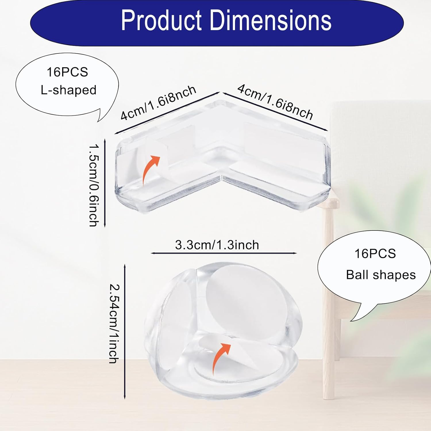 32 Pack Clear Corner Protector, Corner Protectors,Furniture Corner & Edge Safety Bumpers,Table Corner Protectors,12 round 12 L-Shaped,Cover Sharp Furniture Edges and Table Corners