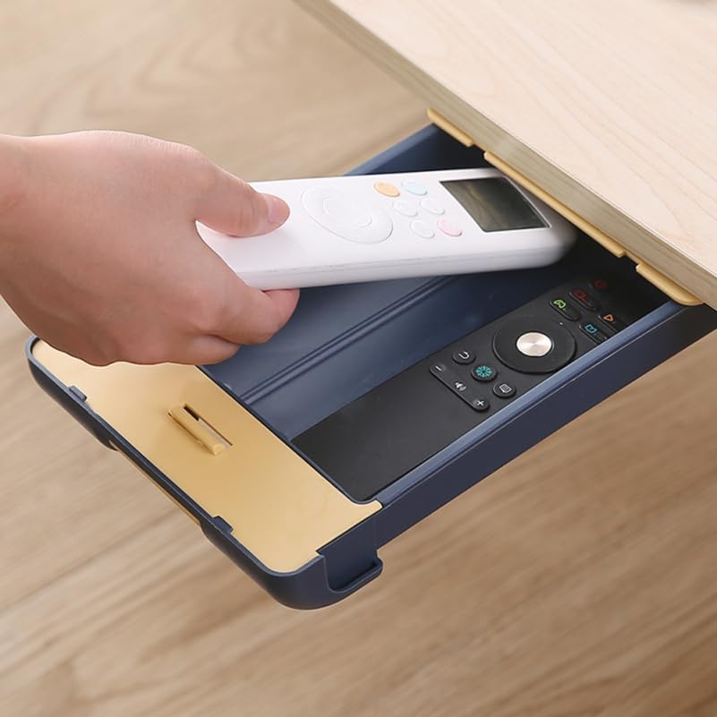 Drawer Key Box - Blue Abs Desktop Organizer Storage Box for Easy Access to Keys and Stationery under Desk - Compact Hidden Design for Office and Home Use image number 4