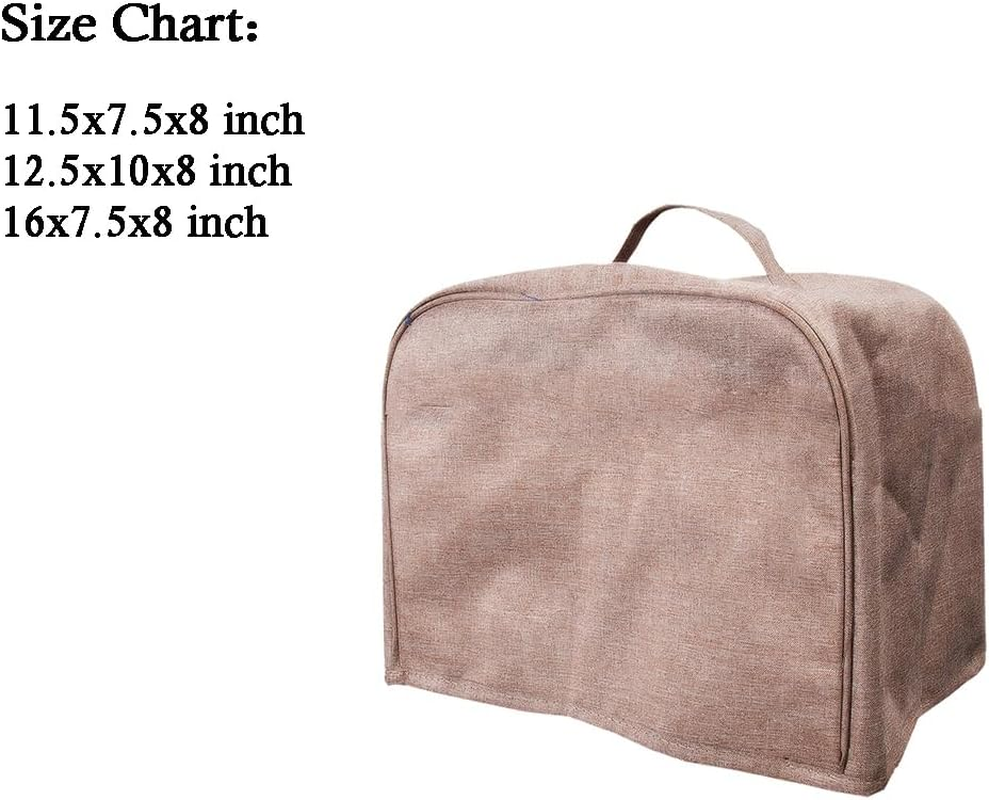 FLR Large 4 Slice Toaster Cover with Pockets, Can Hold Toaster Tongs and Knife, Dust-Proof & Oil Proof , Toaster Cover with Top Hand, Fit Most Large 4 Slice Toaster. (Rice Coffee, 16&rdquo; X 7.5&rdquo; X 8&rdquo;) - Coffee image number 2