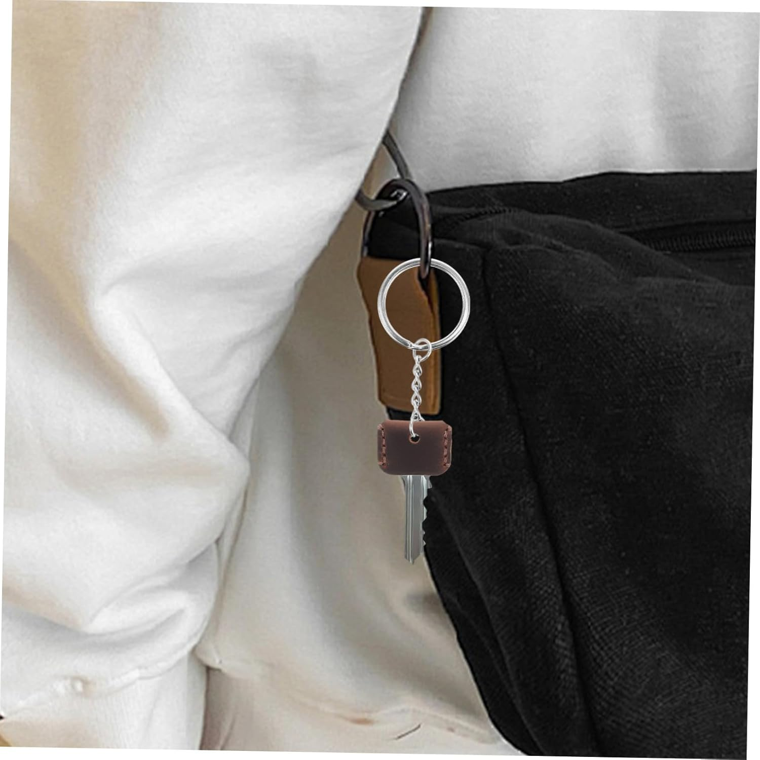 3Pcs Handmade Leather Key Covers Caps Retro Cowhide Key Identifier Protector Stylish Small Gadget Accessories image number 3