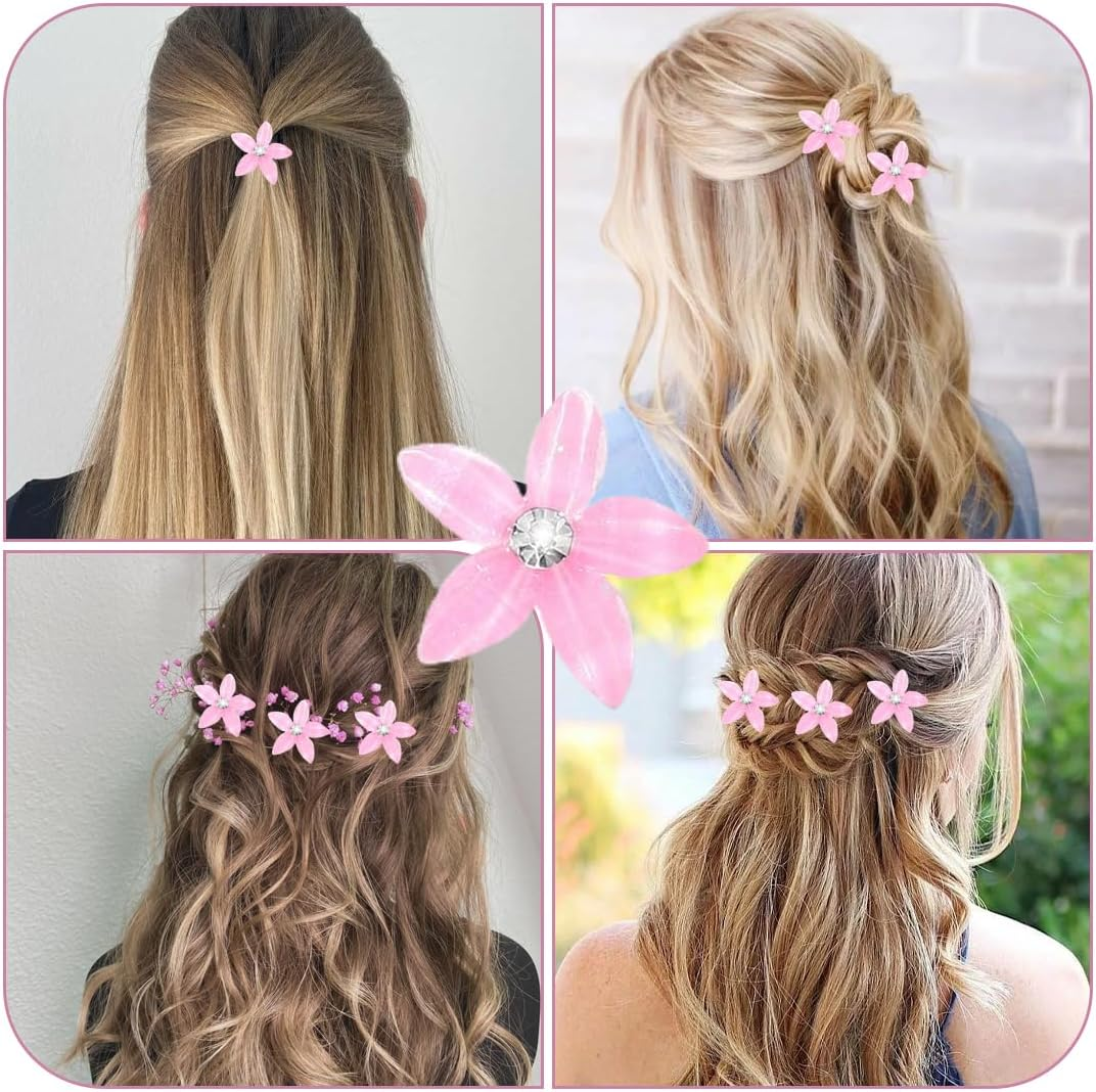LAKJUOZ 10 Pieces Small Flower Hair Clips Mini Cute Rhinestone Metal Hair Pins for Women Bridal Hair Clips for Girls Wedding Hair Accessories Decorative image number 5