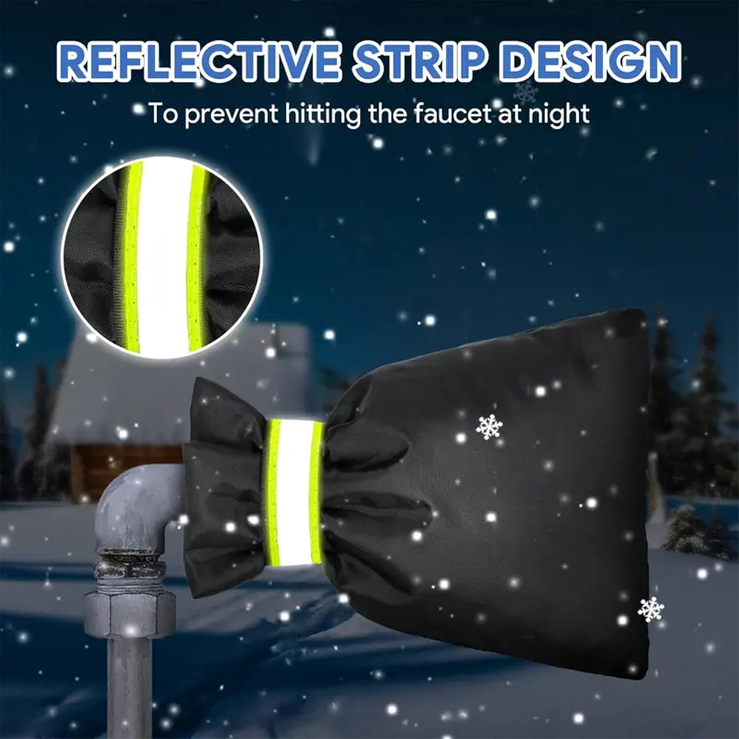 2 Pcs Outdoor Faucet Covers for Winter,Winter Reflective Strip Faucet Freeze Guard,Faucet Insulation and Freeze Protection Cover,Reusable Insulated Outdoor Faucet Covers,Anti-Icing Protective Cover