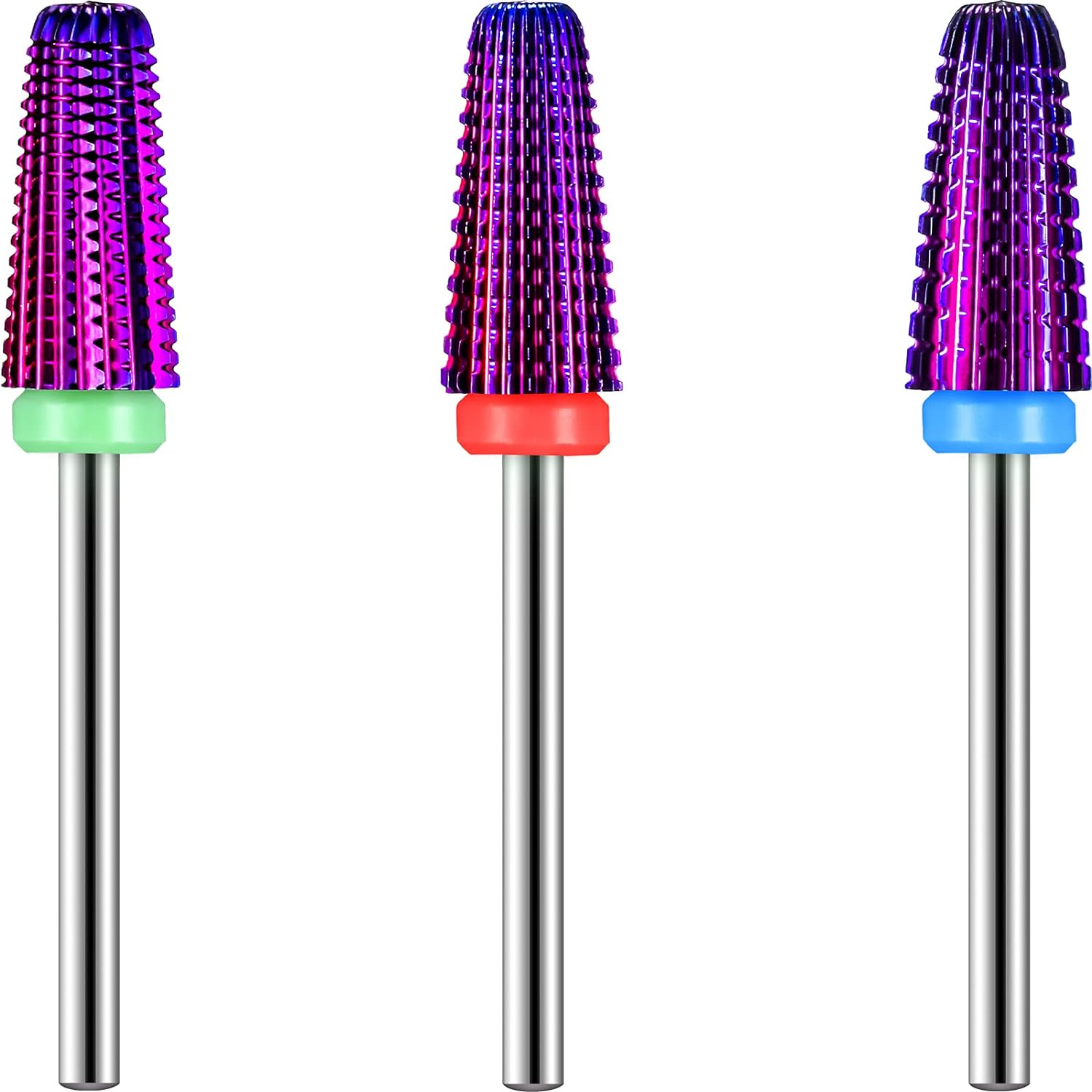 3 Pieces Nail Carbide 5 in 1 Bit, Nail Drill Bits Set-2 Way Rotate Use for Both Left to Right Handed, 3/32 Inch Shank Size Drill Machine for Fast Remove Acrylic or Hard Gel (Purple) image number 4
