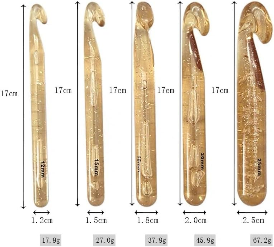 LORJE 5Pcs Huge Crochet Hooks Set, Large Crochet Needles Hooks,Coarse Knit Crochet Hooks,Plastic Knitting Needles Kit DIY Yarn Sewing Craft Knitting Tool,12Mm-25Mm for Crocheting Knitting Needles Set Weaving Tools image number 1